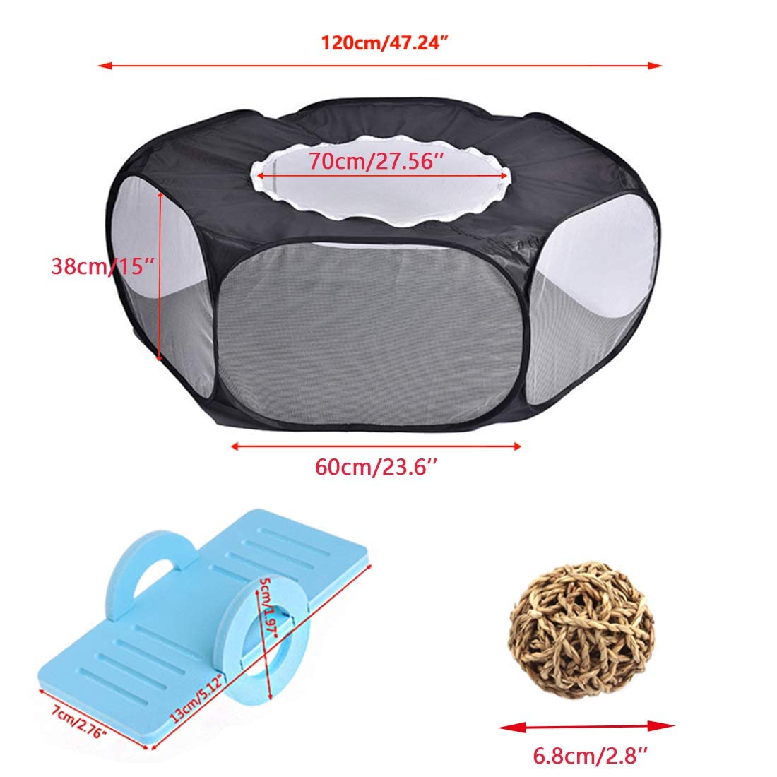 Hamster Playpen With Cover, Large - Foldable Exercise Playpen, Breathable And Transparent Pet Cage Fence Indoor/Outdoor For Guin