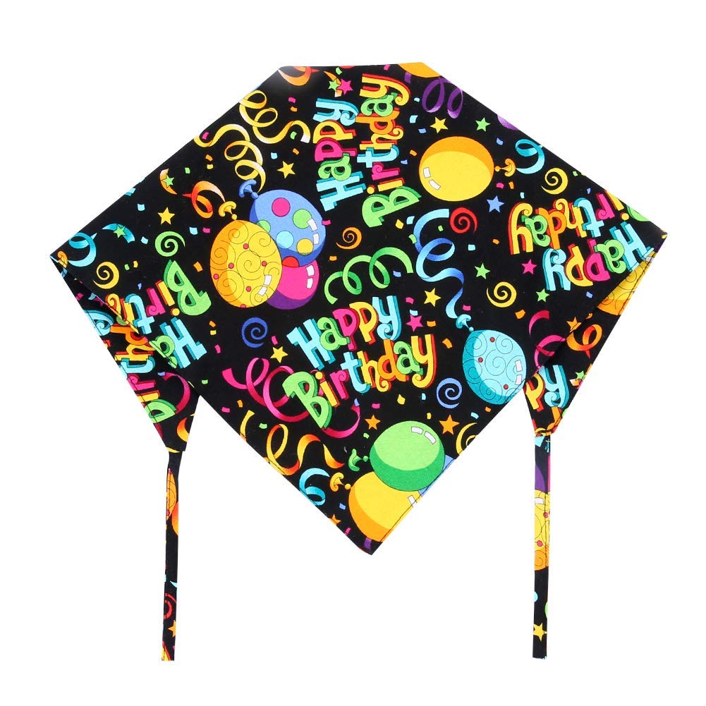 Dog Birthday Bandana Triangle Bibs Scarf Accessories Black Large