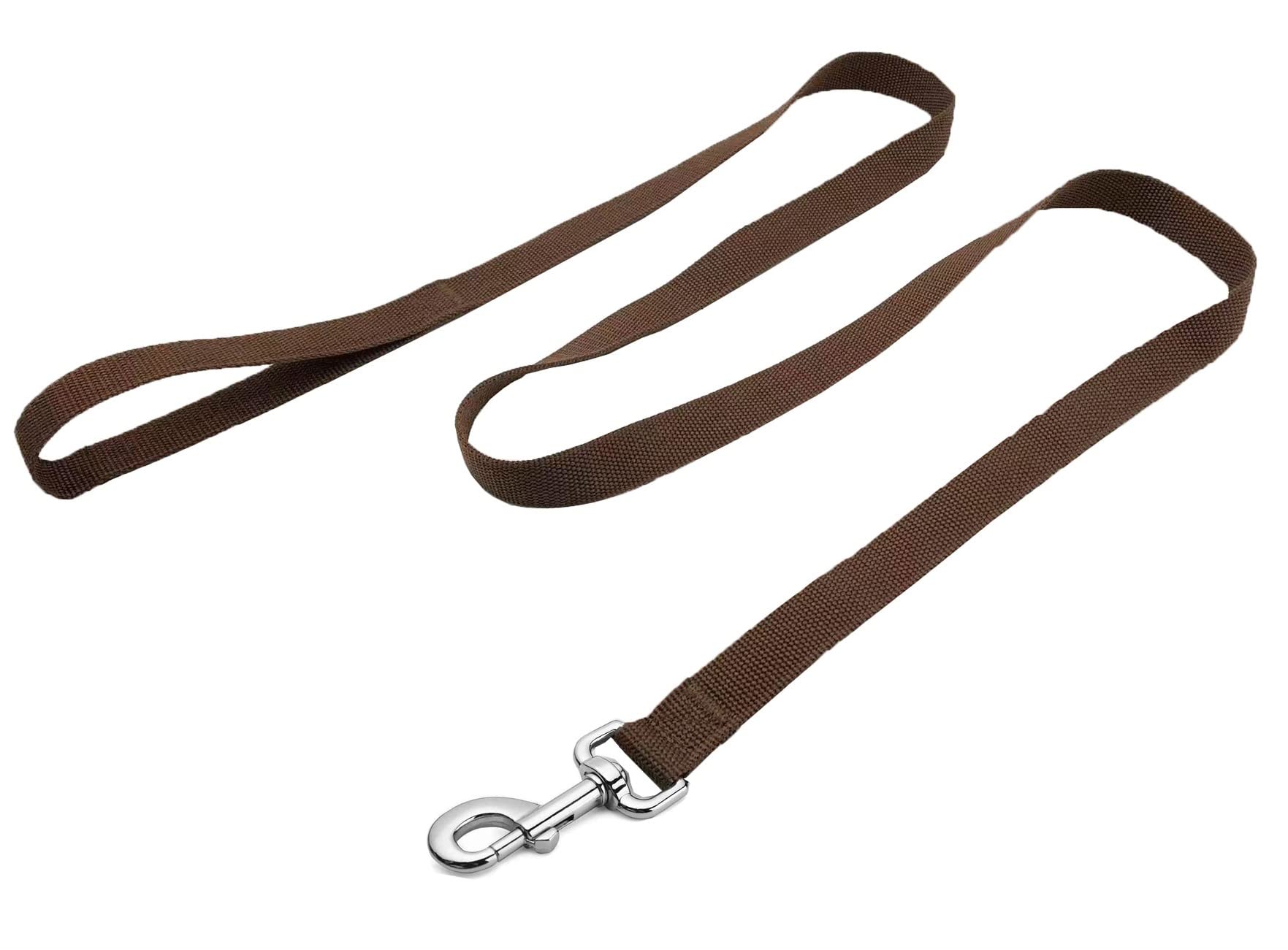 Strong Nylon Dog Leash, 4FT/ 5 FT/ 6FT Dog Leashes for Medium Large Dogs (5FT, Brown)