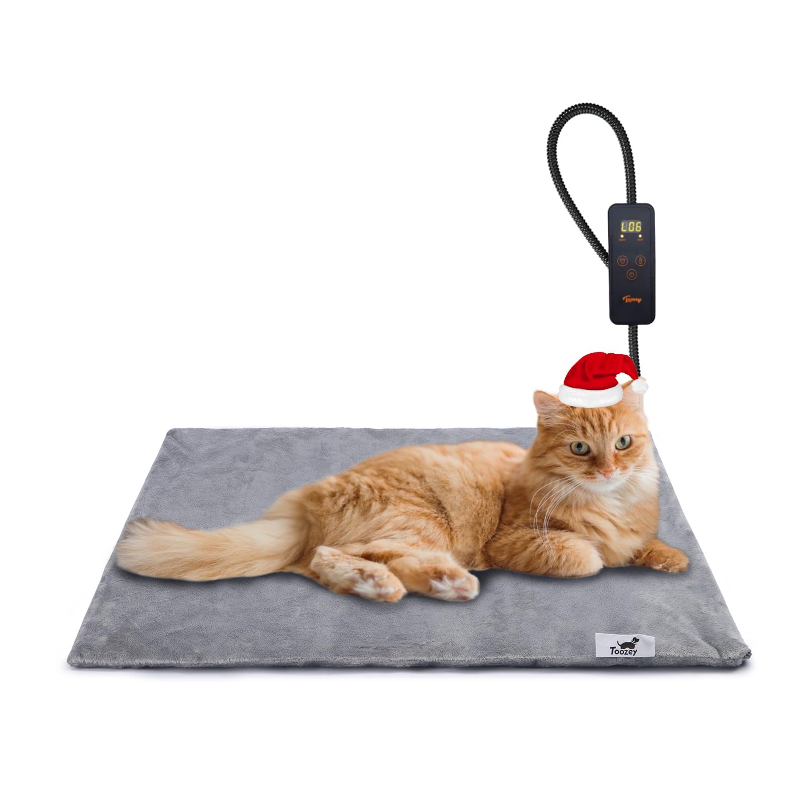 Toozey Pet Heating Pad, 6 Adjustable Temperature Dog Cat Heating Pad With Timer, Indoor Pet Heating Pads For Dogs With Chew Resistant Cord