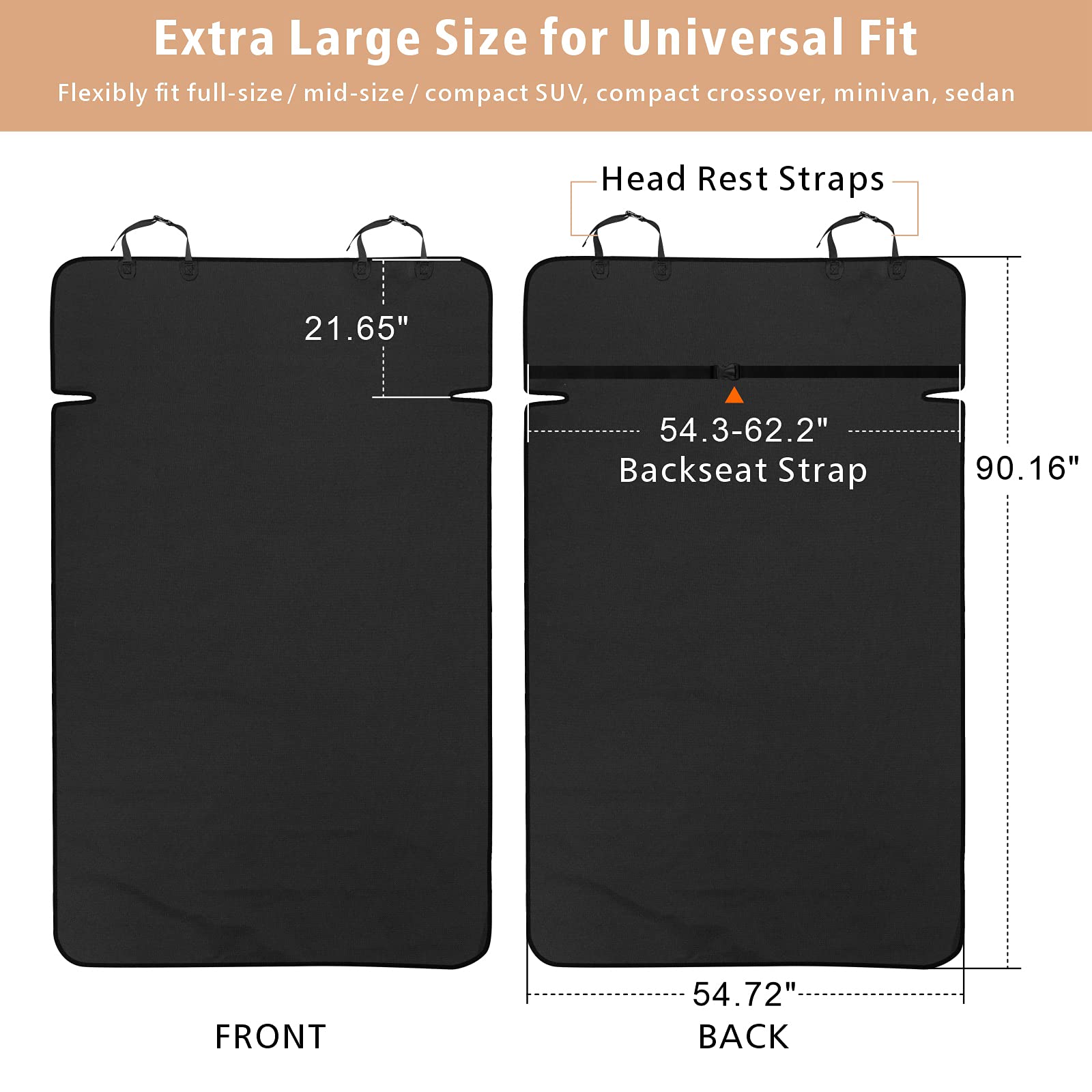 F-Color Suv Cargo Liner For Dogs - Waterproof Pet Cargo Liner, Comfort Dog Cargo Cover With Bumper Flap Protector, Scrachproof L