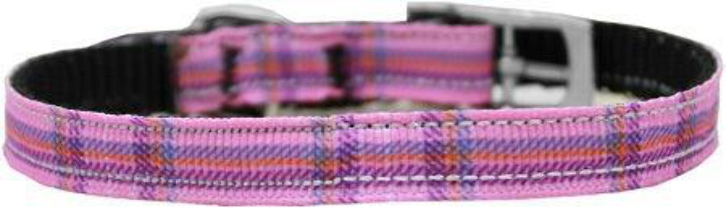 Mirage Pet Products 3/8&quot; Plaid Nylon Dog Collar with Classic Buckle, Size 10, Blue