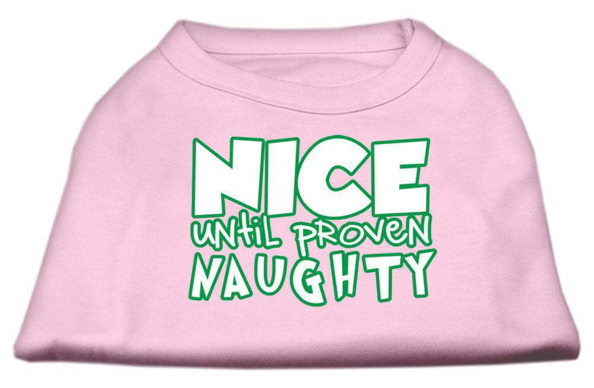 Christmas Pet Dog & Cat Shirt Screen Printed, &quot;Nice Until Proven Naughty&quot; Light Pink 2XL (20-25 lbs.)