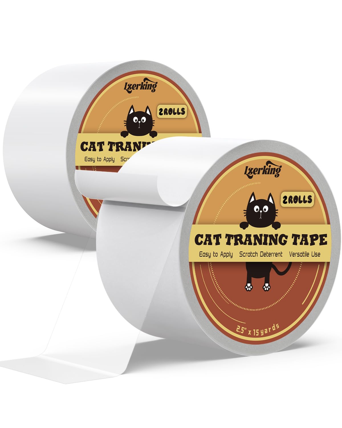 Cat Scratch Tape 2 Rolls - Clear Double Sided Furniture Protector Tape - 2.5In15 Yards