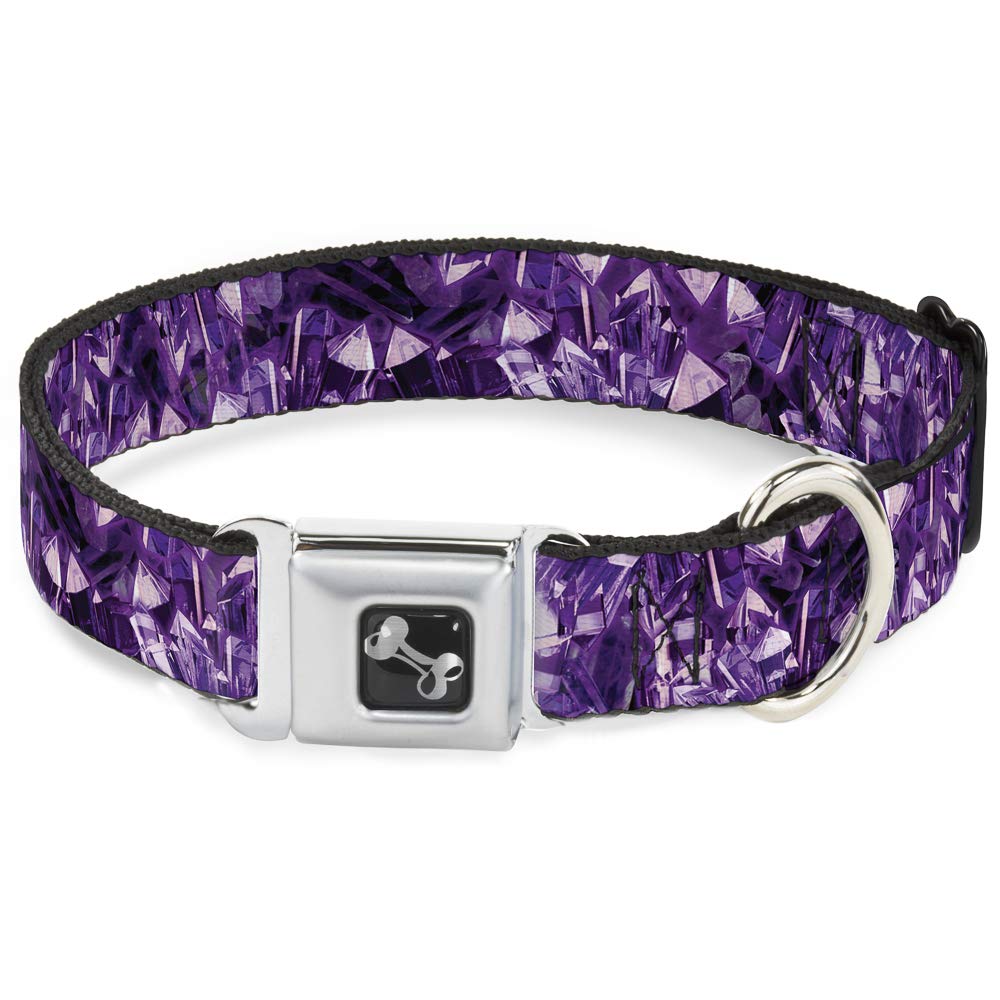 Buckle-Down 13-18'' Crystals Purples Dog Collar Bone, Wide Small