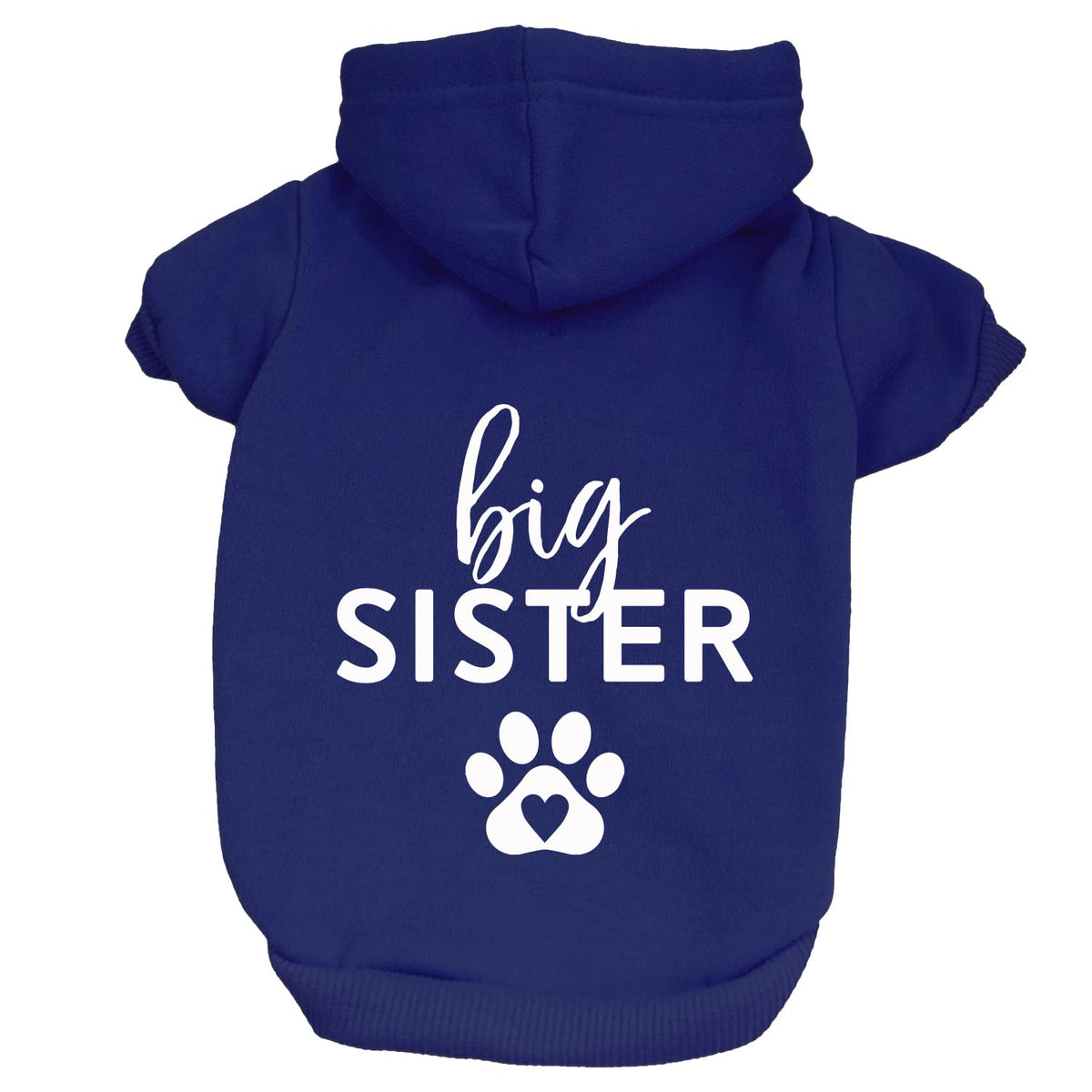 Big Sister Heart Paw Pullover Fleece Lined Dog Hoodie (Hot Pink Hooded Sweatshirt)