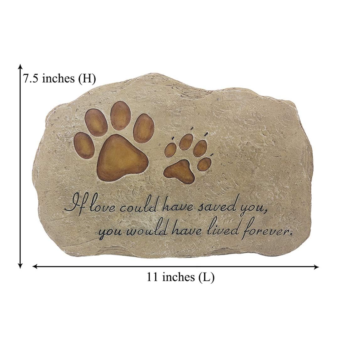 Kexmy Pet Memorial Stone Grave Marker For Dog Or Cat, Pet Dog Garden Stone For Outdoor Backyard Patio Or Lawn,Syampathy Pet Dog Loss Gifts (Paw Print Stone)