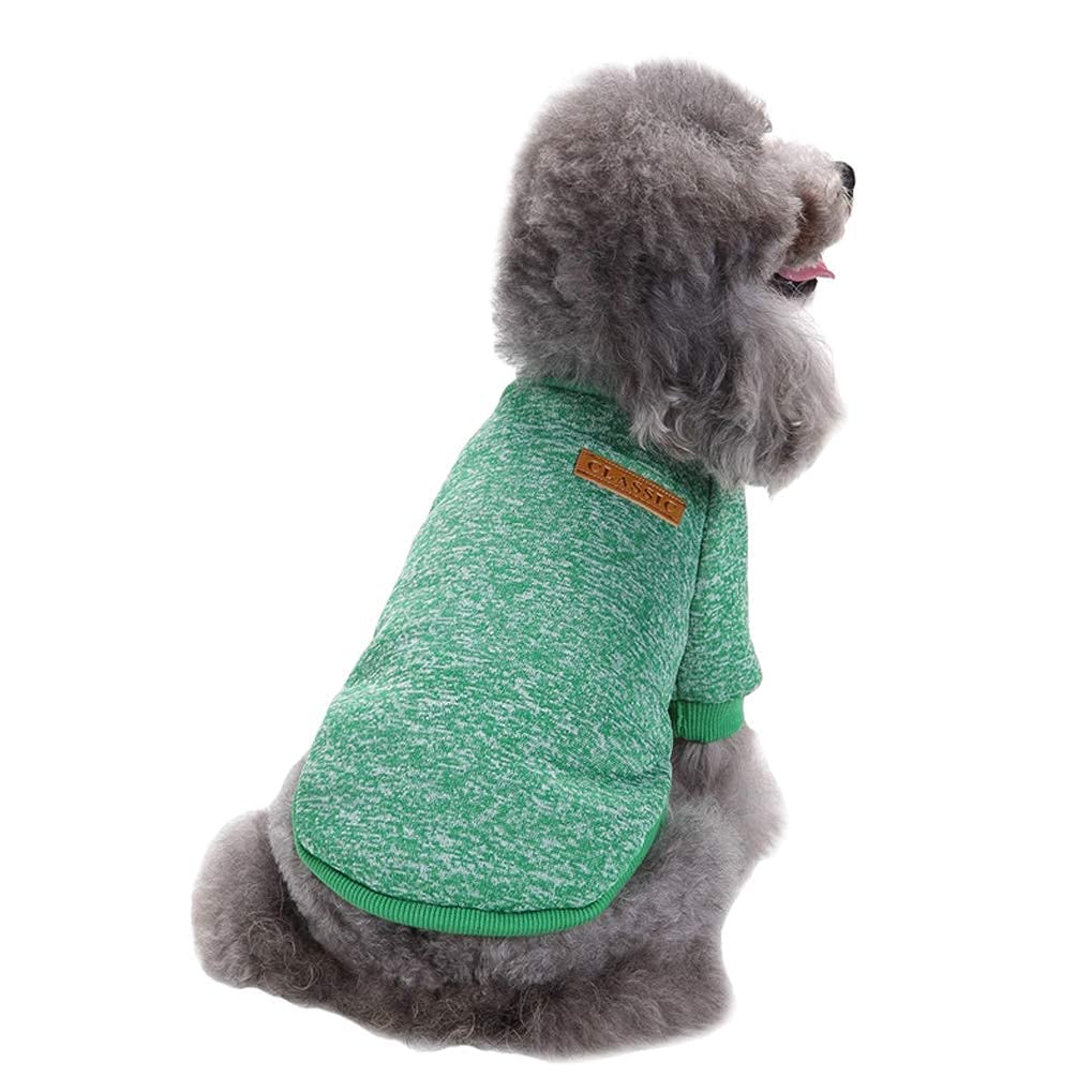 Jecikelon Pet Dog Clothes Dog Sweater Soft Thickening Warm Pup Dogs Shirt Winter Puppy Sweater For Dogs (Green, S)