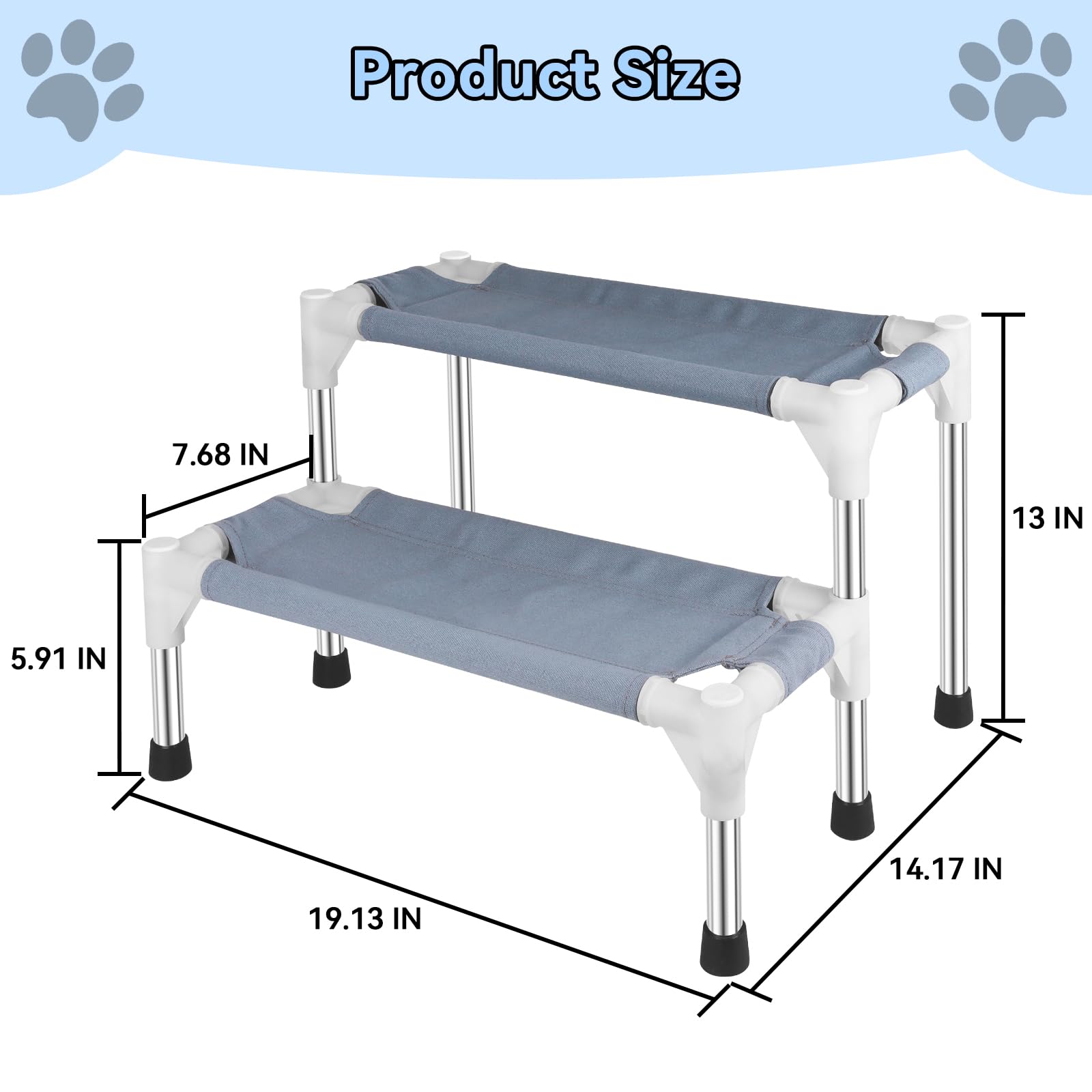 Makerfire Dog Stairs For Small Dogs (2-Step), Dog Steps For Bed/Couch, Pet Stairs For Dogs To Get On Bed