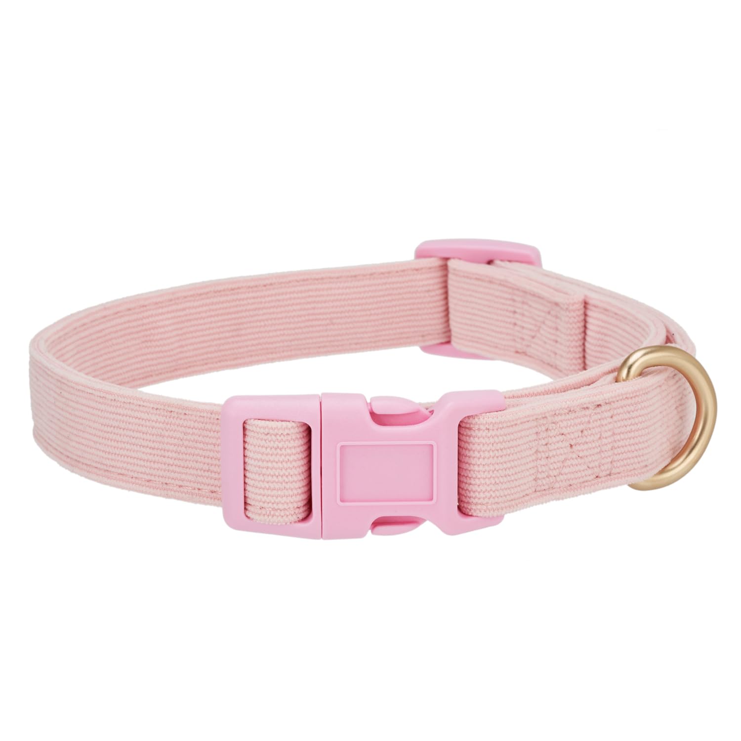 Petiry Soft Corduroy Fibric Dog Collar, Quick Side Release Buckle, for Small Dogs(Light Pink,Small:10-15'')