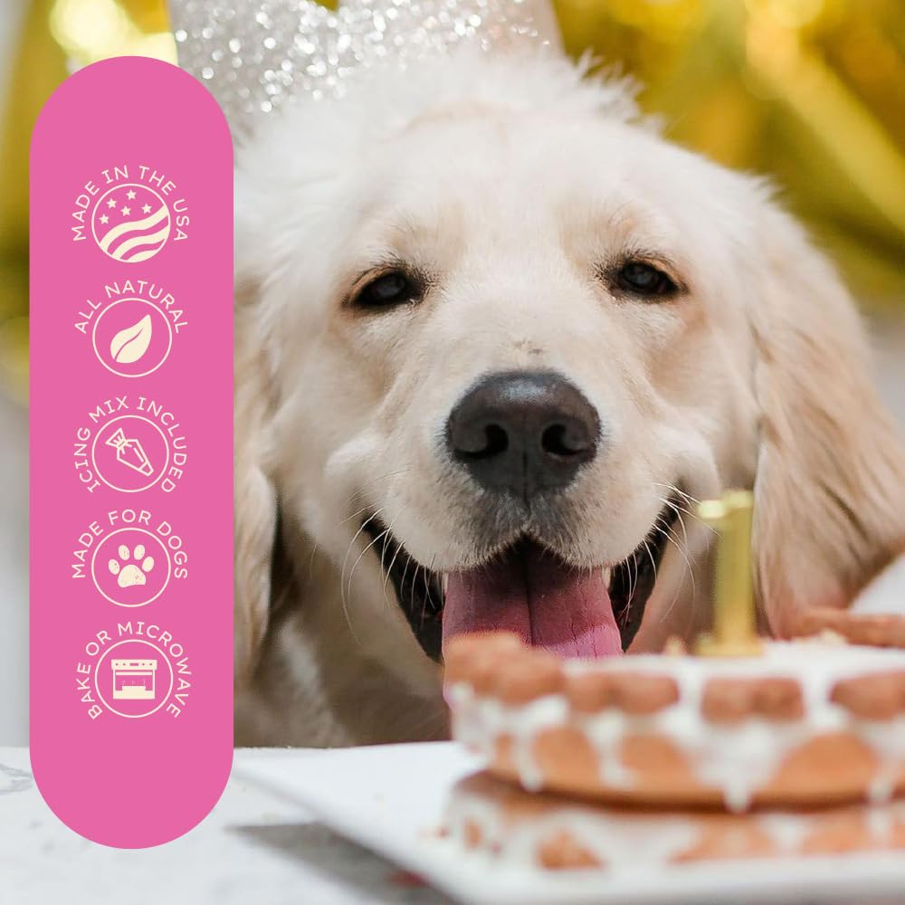 Puppy Cake Dog Birthday Cake Mix 6 Flavors - Cake Mix for Dogs, Icing Mix, Bake or Microwave, Made in USA, All Natural Fluffy &