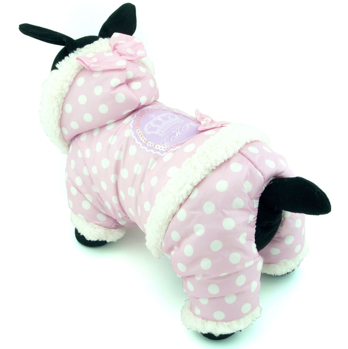 Selmai Polka Dots Hooded Warm Pet Fleece Jumpsuit Puppy Winter Snowsuit Small Dog Cat Coat Jacket Pjs Outfits Chihuahua Clothes