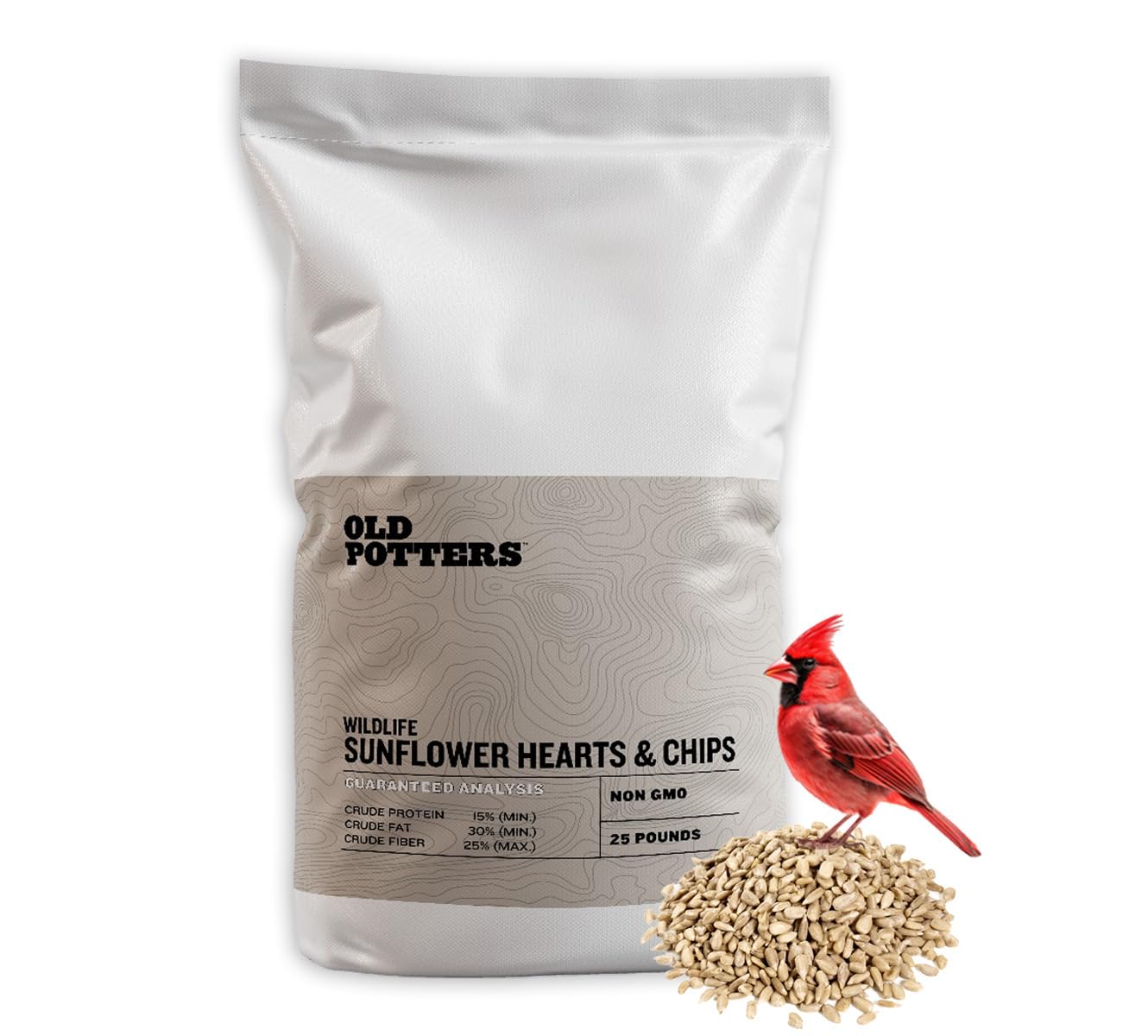 Old Potters Wildlife Sunflower Hearts & Chips for Bird Feeding and Wildlife Bird attracting, Non-GMO and USA Grown, 25 lbs