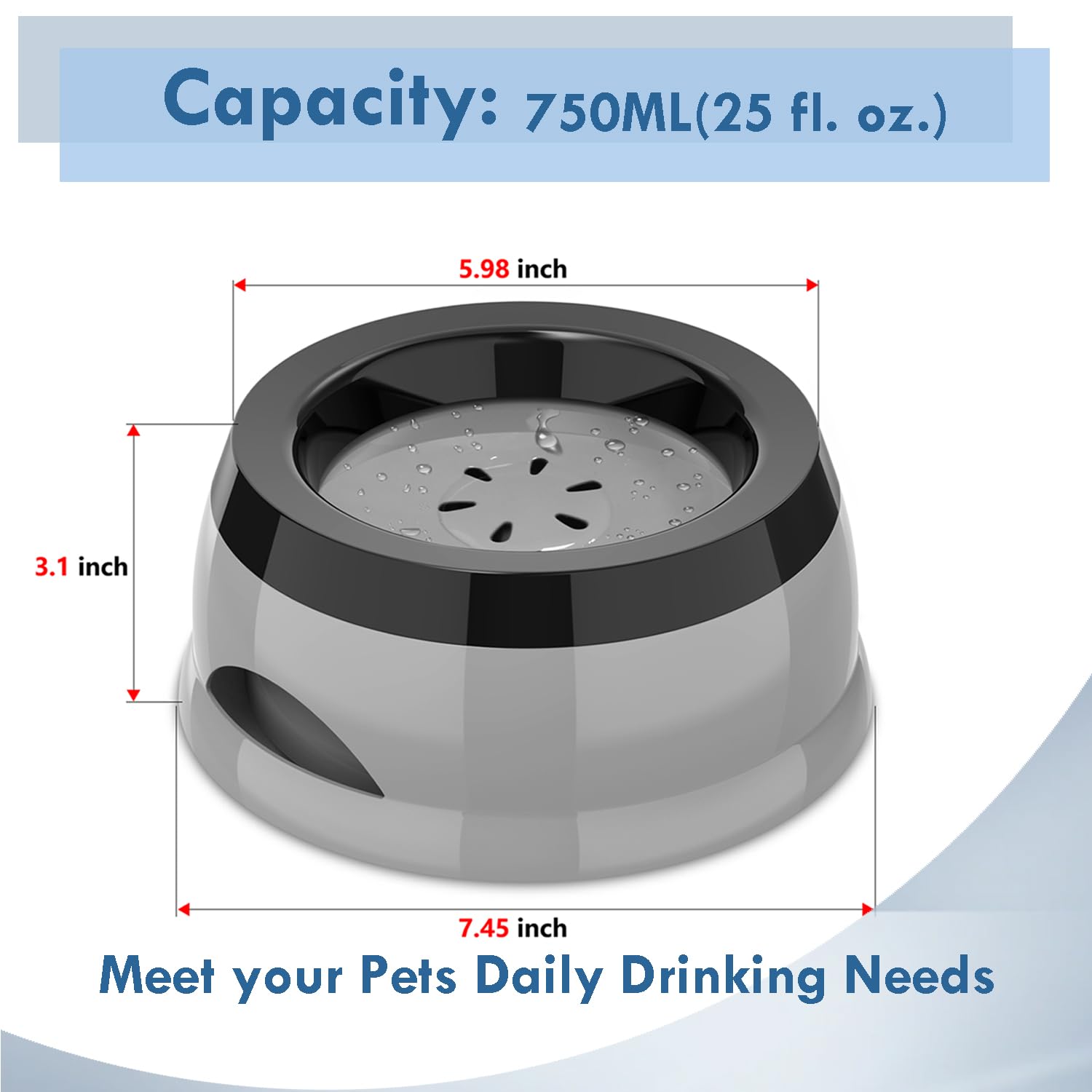 Takfox Dog Water Bowl, No Spill Cat Slow Feeder Water Dispenser Portable Vehicle Carried Car Travel Bowls For Small Medium Pets