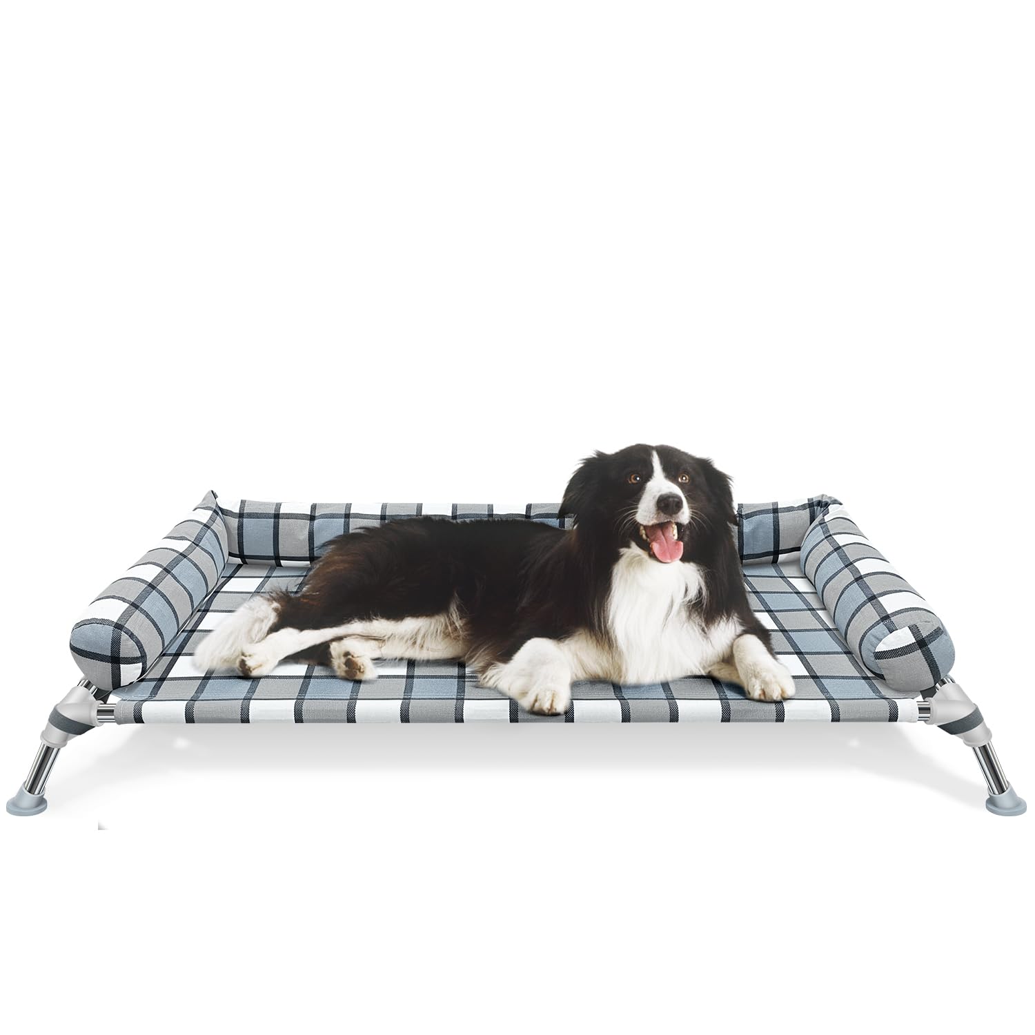 Elevated Dog Cot - Cooling Raised Bed With Pillows, Portable Washable Pet Hammock, Metal Frame For Indoor & Outdoor, Large