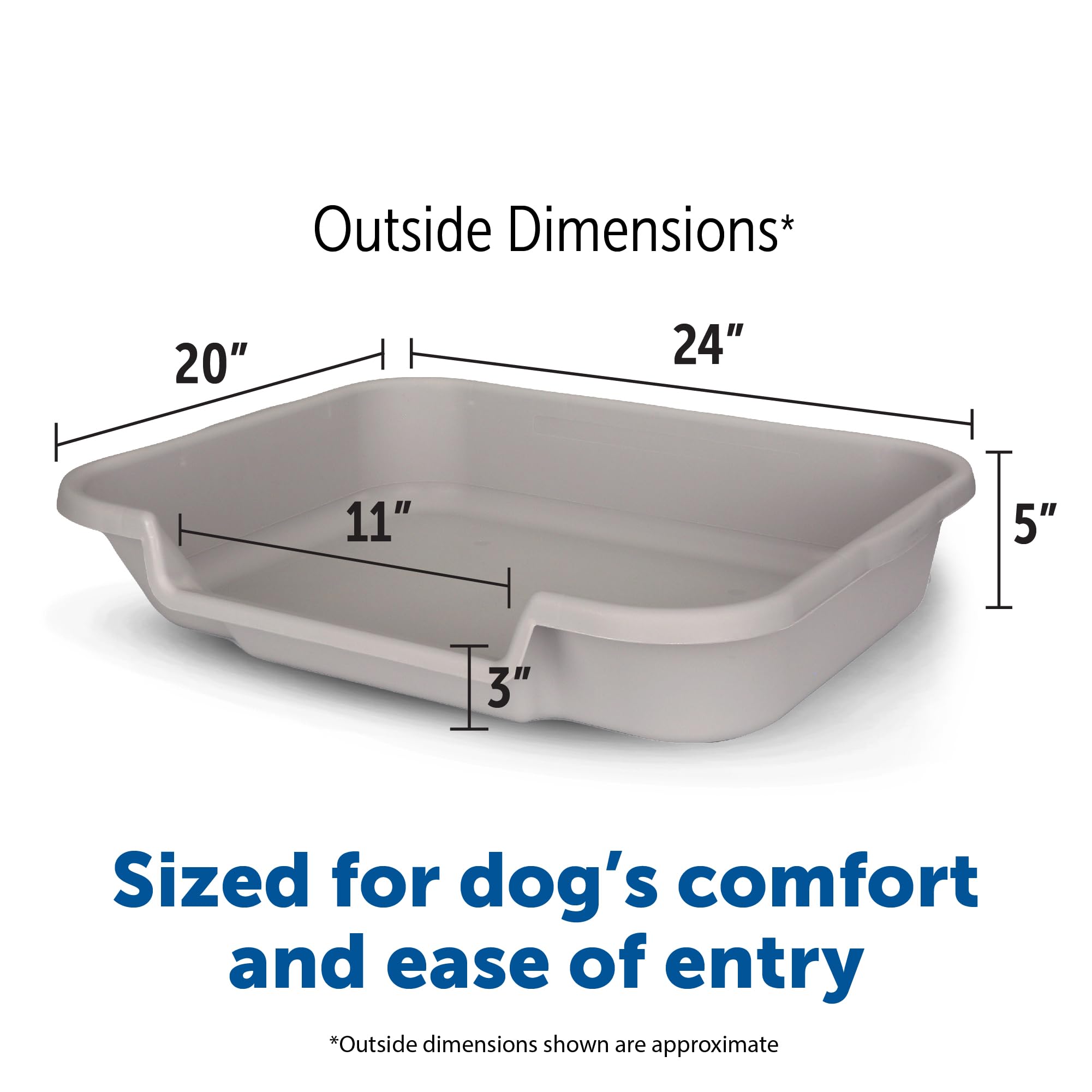 Puppygohere Dog Litter Box, Large Size, Misty Gray, Durable & Pet Safe, Indoor Open Top Entry Litter Pan, Comfortable For Puppy, Great For Dogs Up To 20 Lbs