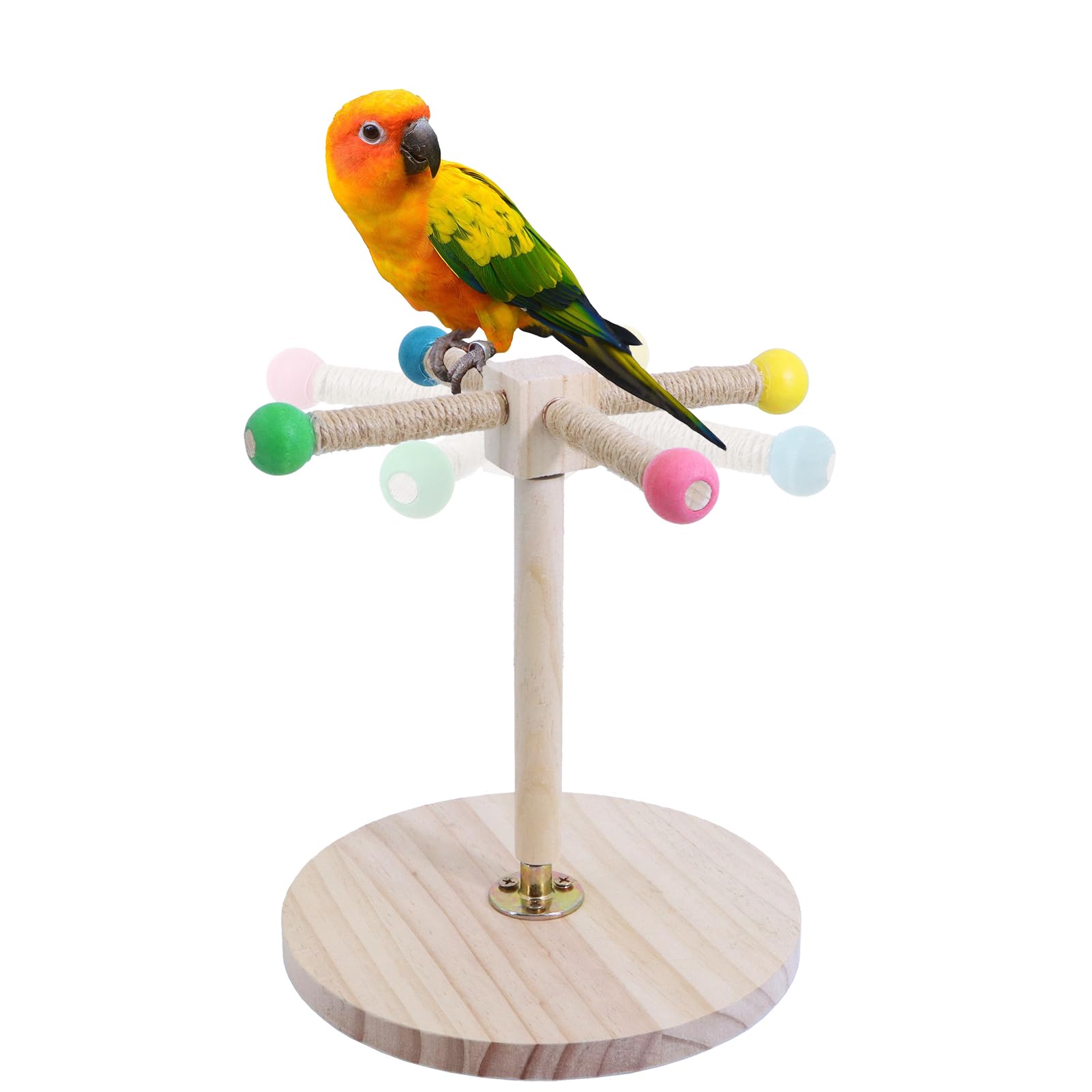 Bird Stand Perch, Portable Tabletop Bird Perch,Interactive Spin Training Bird Toys For Small Medium Parrots Parakeets Conures Lo