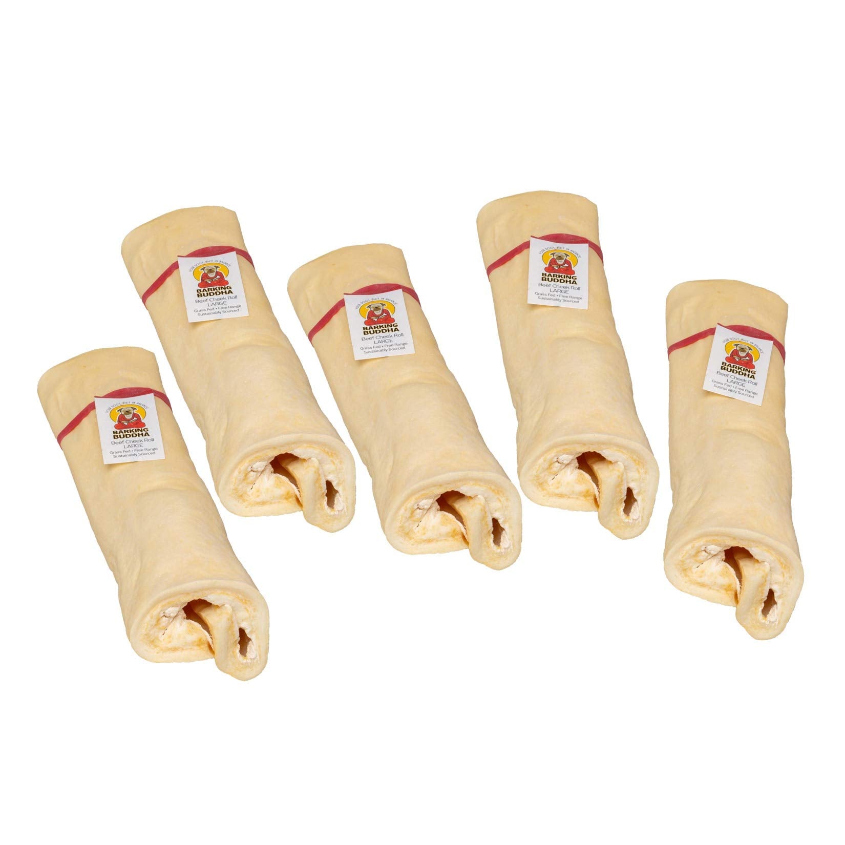 Barking Buddha Original Beef Cheek Rolls | Super Thick | All Natural Rawhide Alternative No Hide Premium Dog Chew Sticks | Natur