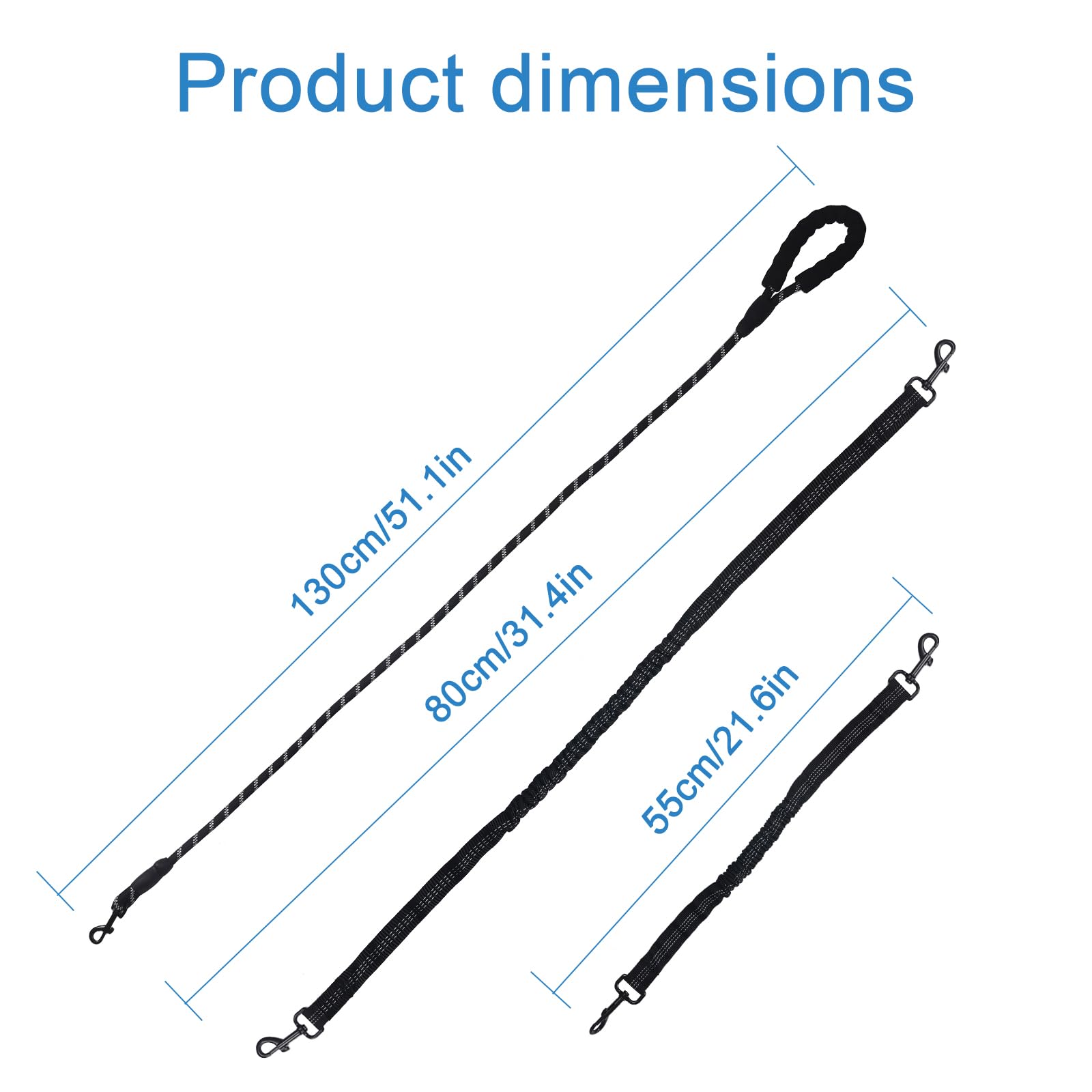 2 Way Dog Leash,No Tangle For Two Dogs, 3 In 1 Dog Leash With 360 Swivel, Shock Absorbing, Reflective Threads Comfort Foam Handl