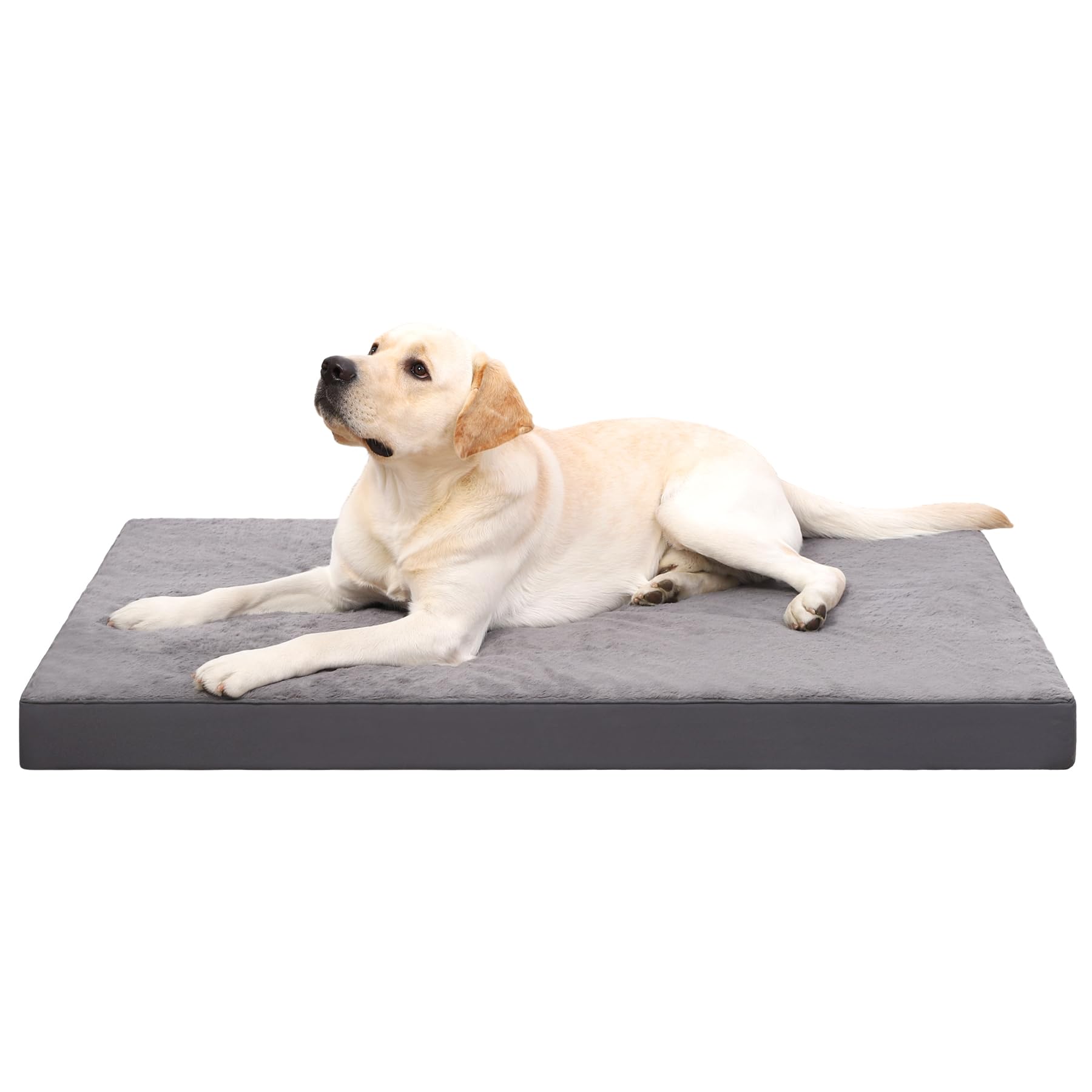 Ksiia Orthopedic Dog Bed Dog Crate Bed Waterproof Dog Beds For Large Dogs Deluxe Plush Washable Dog Bed With Egg Crate Foam & Removable Cover, 35 X 22 Inch, Dark Gray