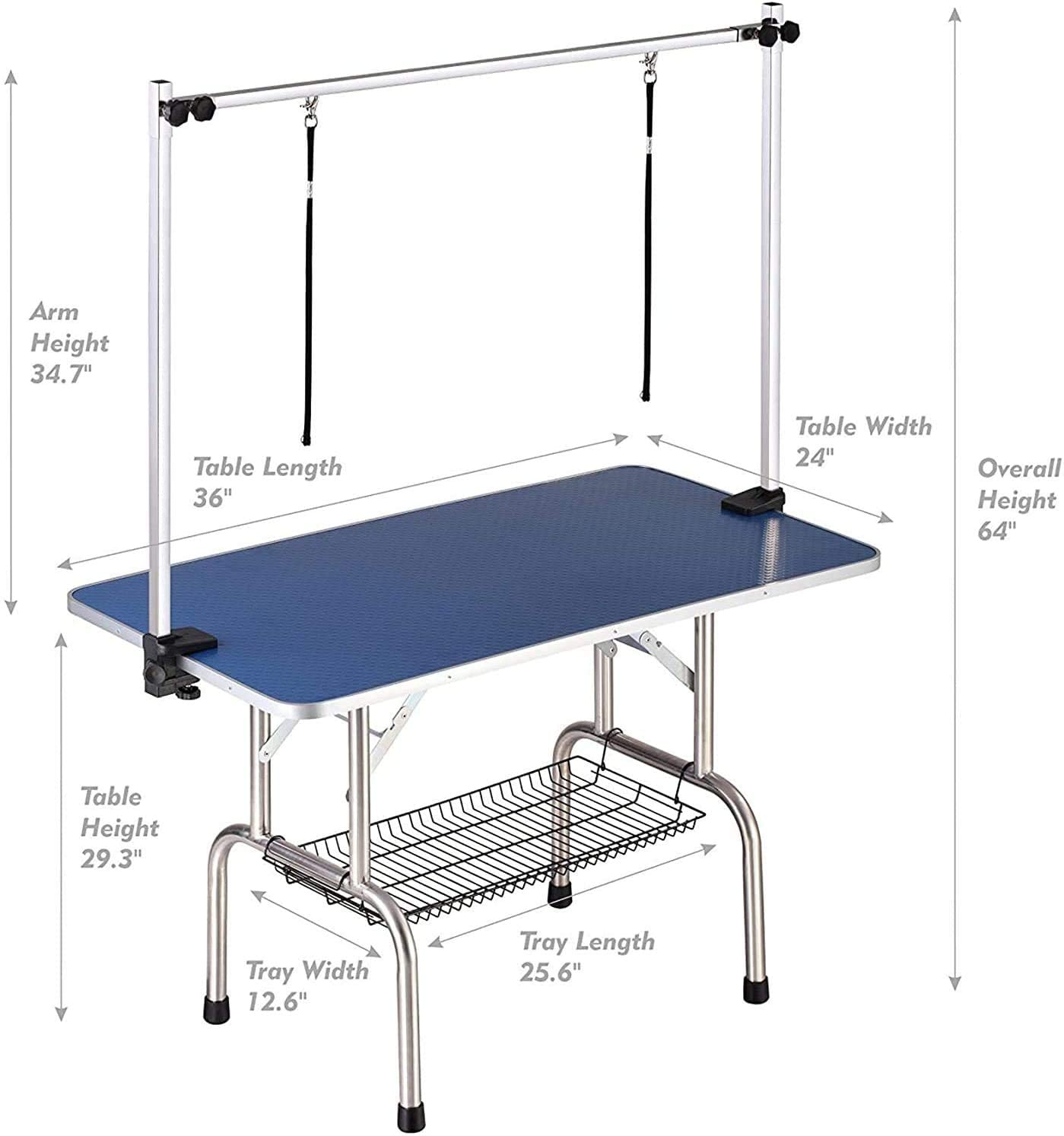 Fegherug Pet Dog Grooming Table, Stainless Steel Professional Pet Drying Table, Adjustable Height Shower Bathing Station Desk Fo