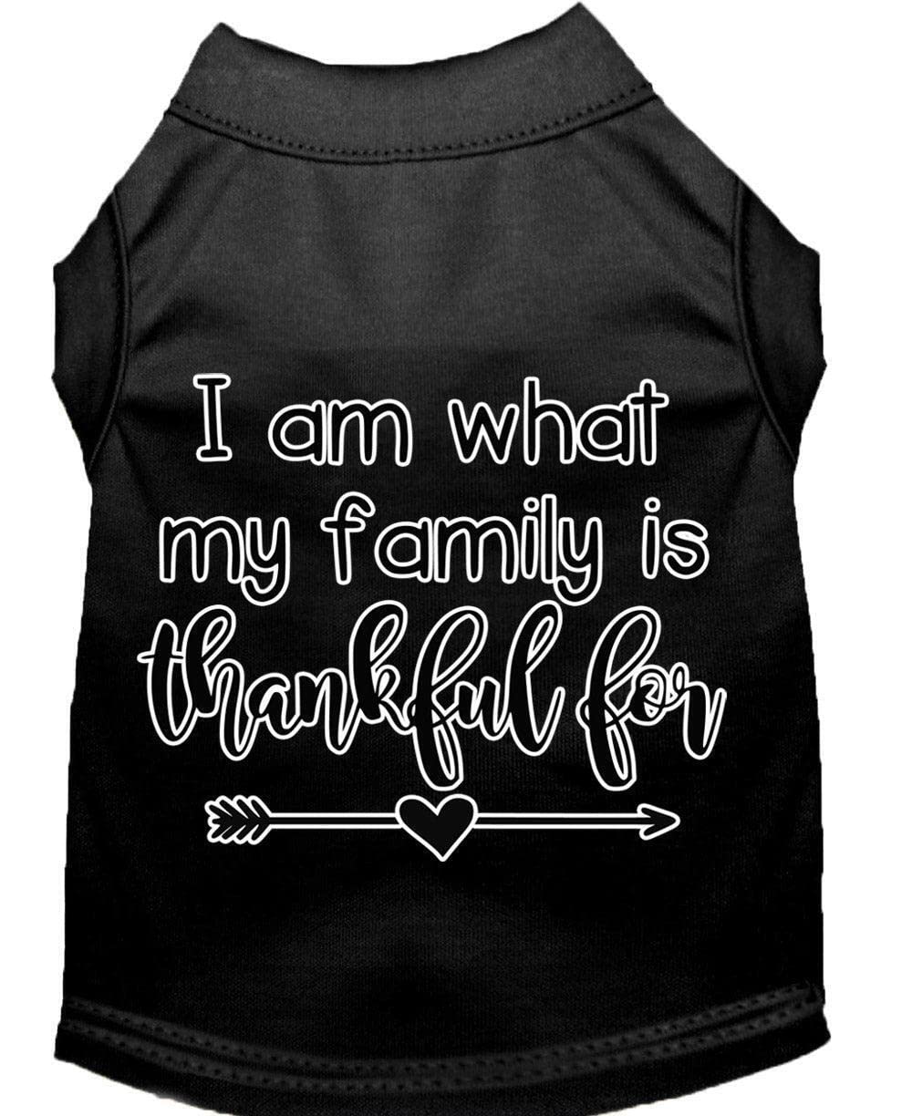 Pet Dog & Cat Shirt Screen Printed, "I Am What My Family Is Thankful For" White MD (6-10 lbs.)