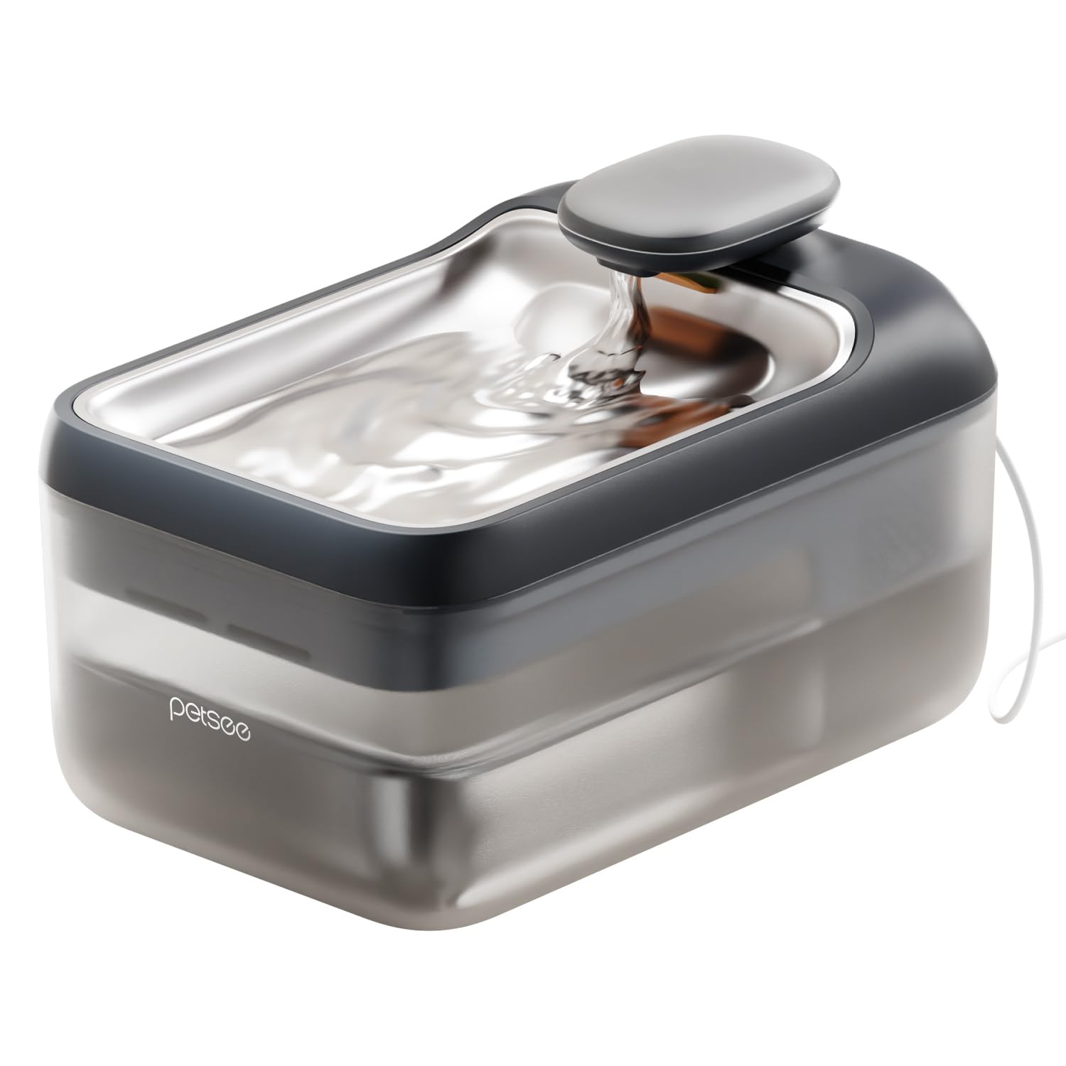 Petsee Automatic Pet Water Fountain 4.5L Large Capacity Stainless Steel Drink Tray Cat Water Dispenser Ultra-Quiet Pump Multi-Fi