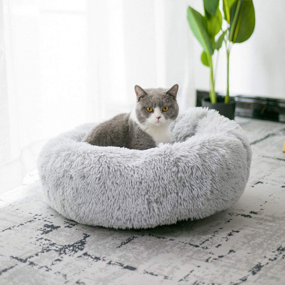 Bodiseint Modern Soft Plush Round Pet Bed For Cats Or Small Dogs, Mini Medium Sized Dog Cat Bed Self Warming Autumn Winter Indoo