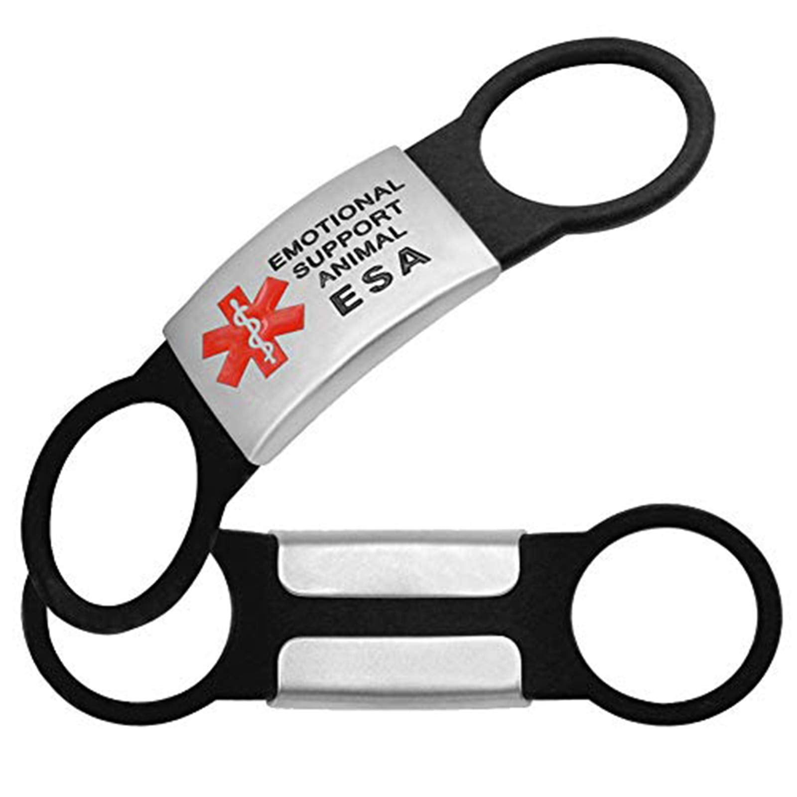 Dog Tag For Collar Necklace Stainless Steel Dog Cat Pet Id Tags Pendant Esa Emotional Support With Rubber Dog Accessories Black 