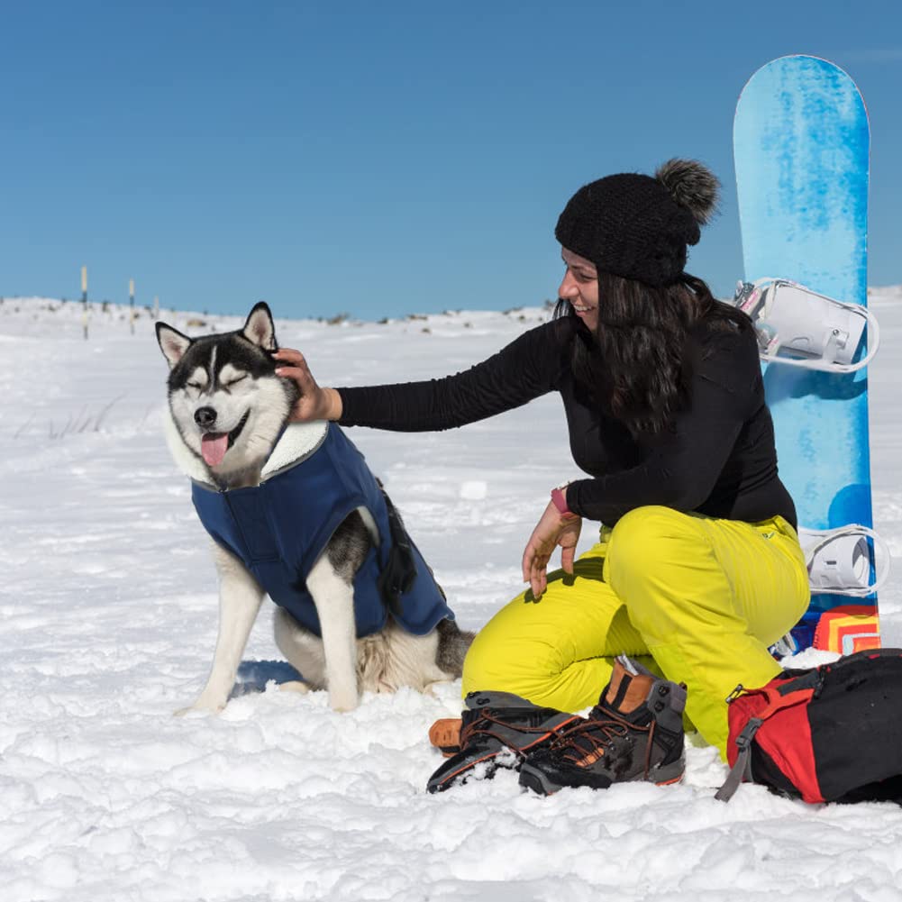 Emust Dog Jacket Winter, Cozy Windproof Dog Jacket For Cold Weather, Solid Color Dog Vests For Winter For Medium Dogs, Blue M