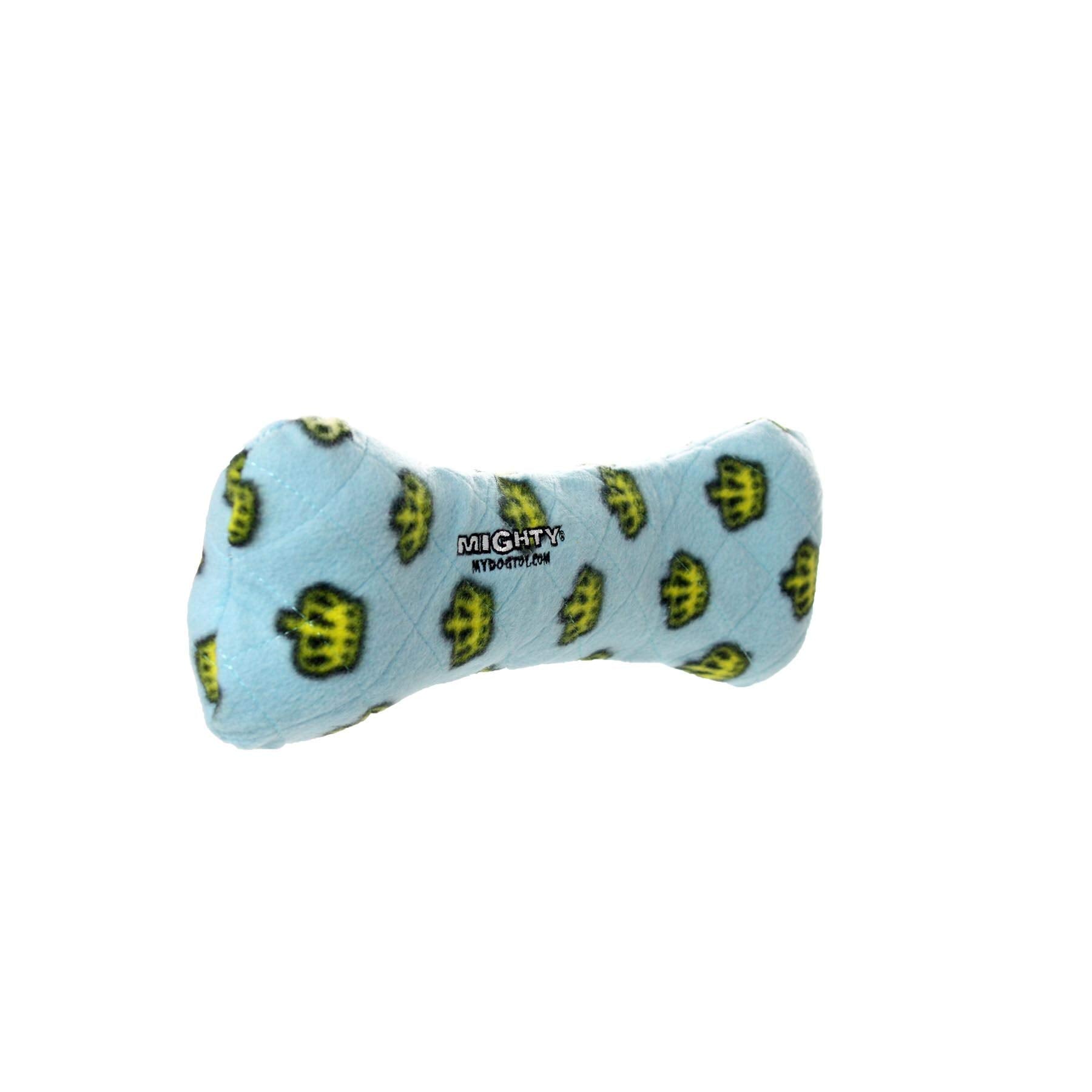 Mighty- No Stuff Bone-Blue– Squeaky Plastic Core. 2-In-1 Toy. Made Durable & Floats, Strong & Tough. Interactive Play Dog Toy (Tug, Toss & Fetch)