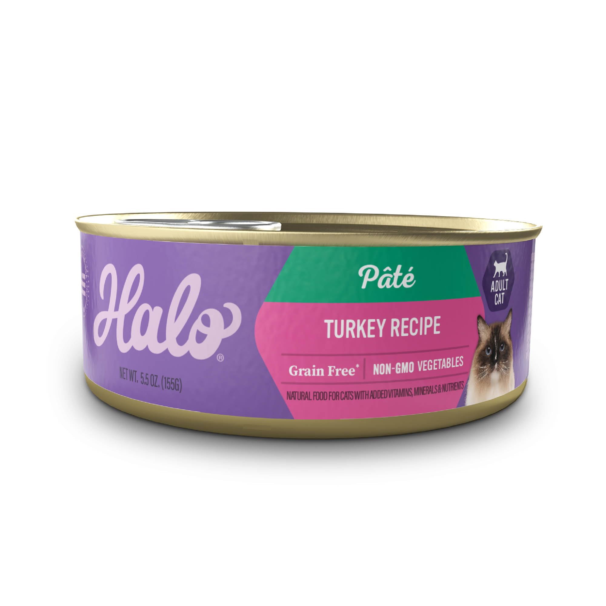 Halo Purely For Pets Indoor Cat Turkey and Giblets Recipe - Case of 12-5.5 Oz