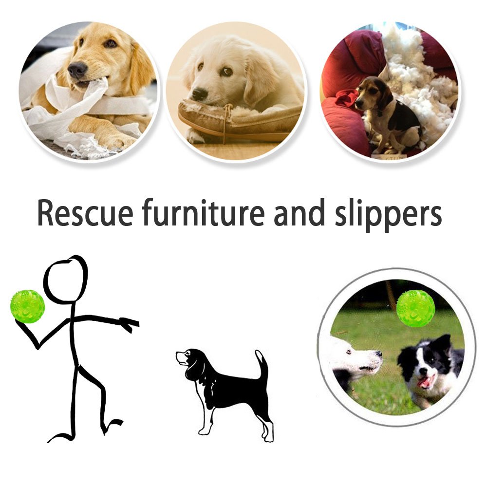 Aceone Dog Squeaky Ball, Pet Squeak Chew Bouncy Rubber Toy Balls For Small Large Dogs Indestructible Exercise Training Playing (3 Balls)