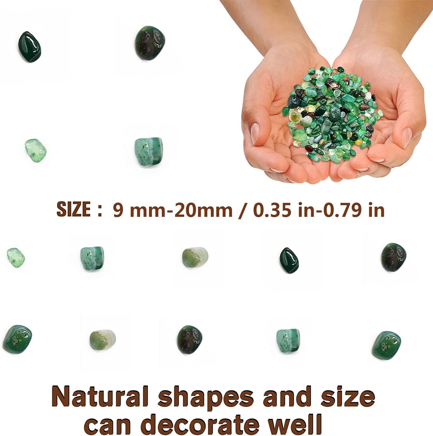 Halatool 2.2Lb Green Pebbles 0.35'- 0.6' Natural Aquarium Gravel Decorative Polished Stone Suitable For Plants Home Decoration Diy Handmade Fish Tanks Vase Filler