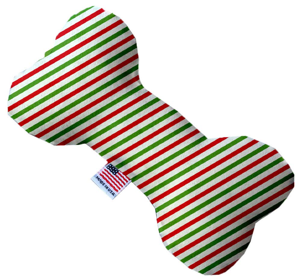 Mirage Pet Product Christmas Pinstripes 8 Inch Canvas Bone Dog Toy