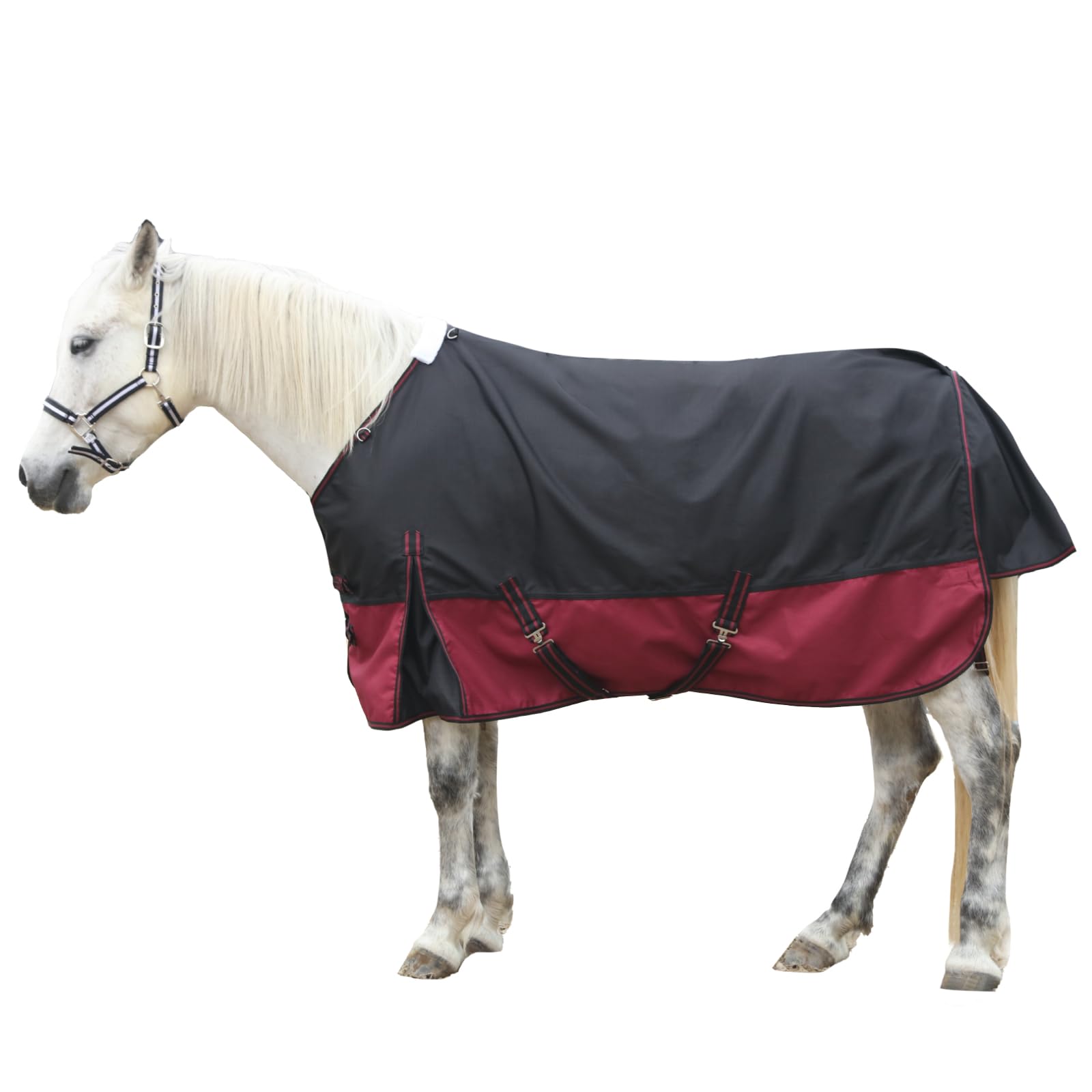 Gallopoff 1200 Denier Rip-Stop Turnout Rain Sheet Lightweight Waterproof Breathable Horse Blanket (No Fill) Blackwine 81''