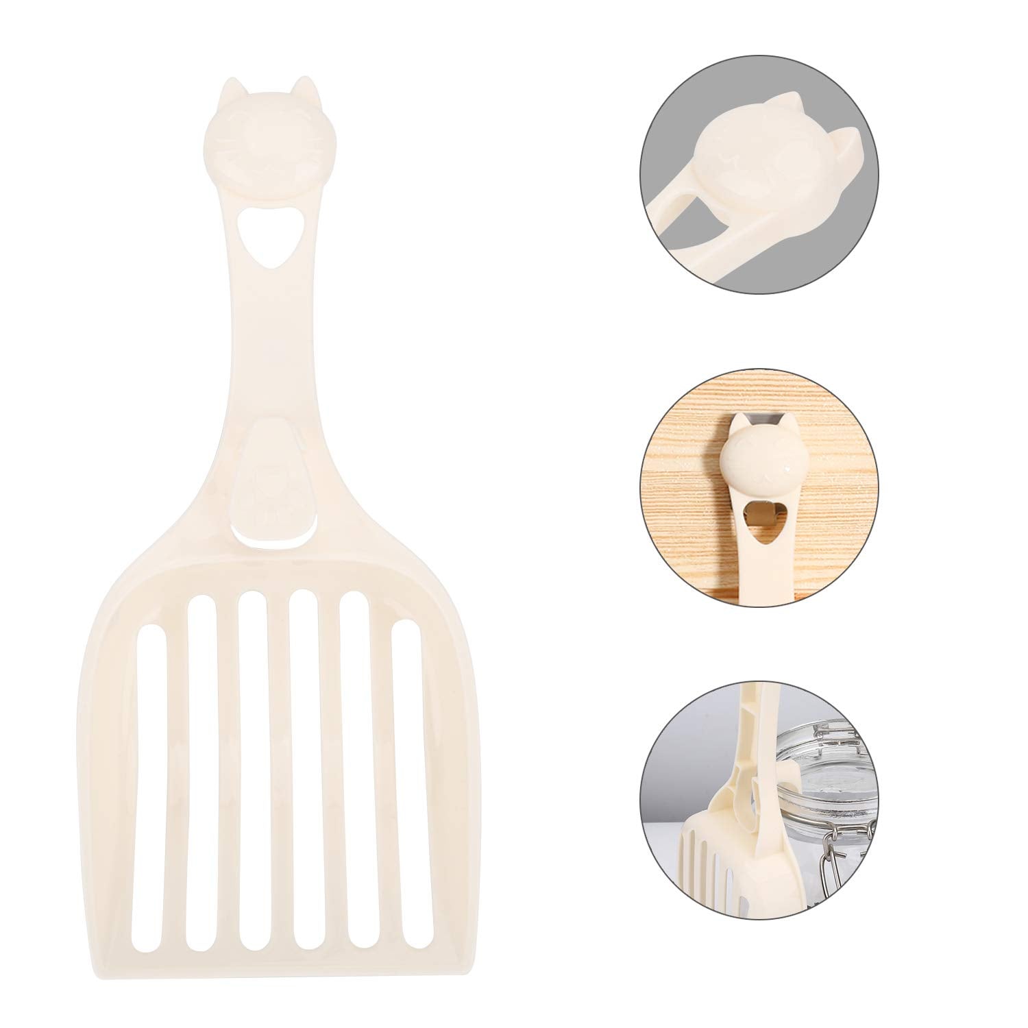 Depets Cat Litter Scoop, Litter Scoop With Wide Slats, Kitty Litter Scooper For Pine Pellets, Durable Plastic Litter Sifter Scoop - Designed For Easy Sifting, Milky White