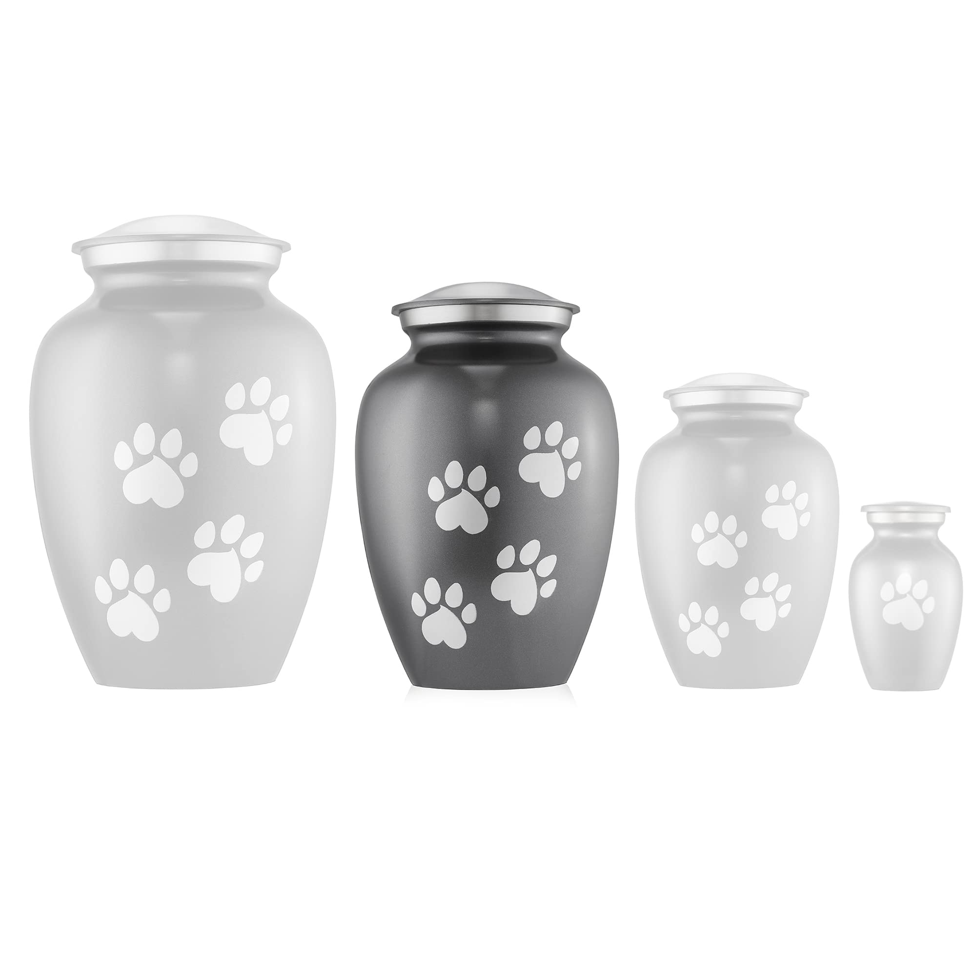 Reminded Pet Cremation Urns for Dog and Cat Ashes, Memorial Paw Print Urn - Medium Up to 70 Pounds Gray