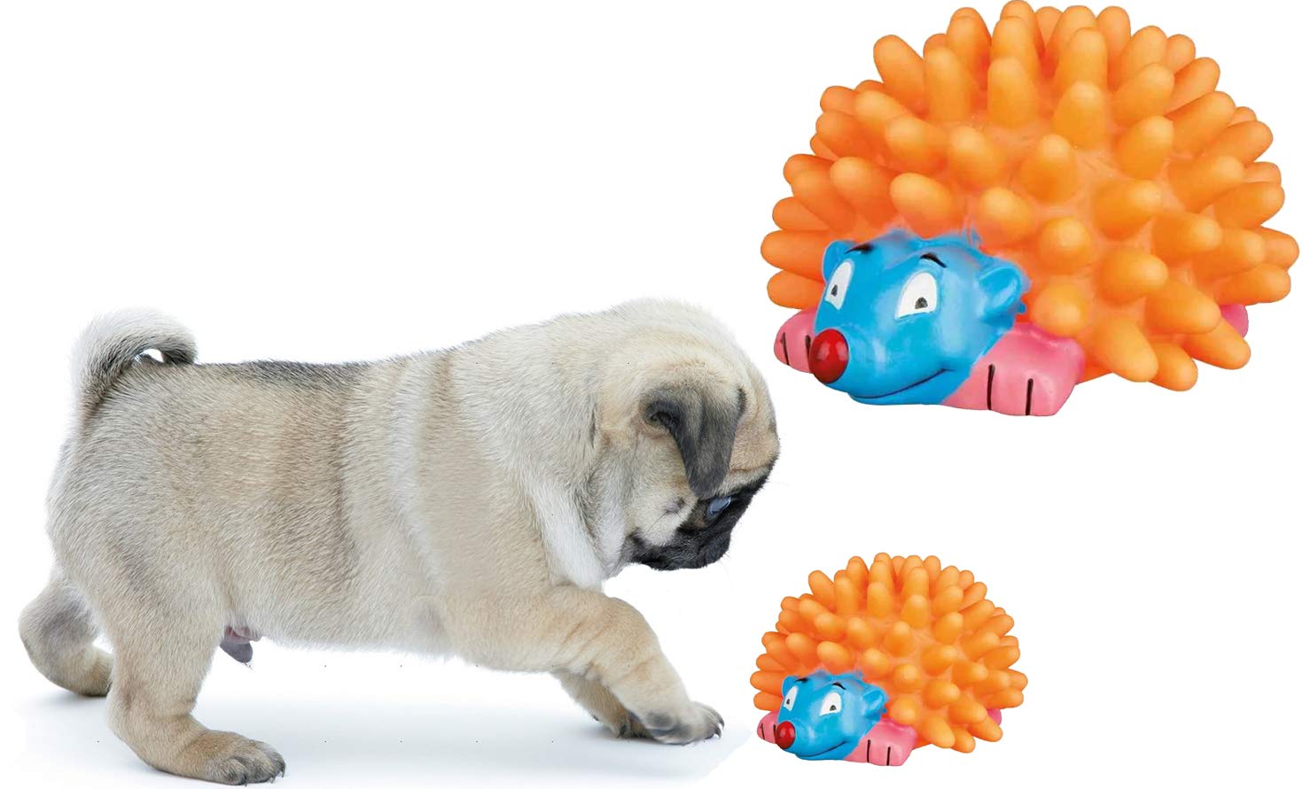 Western Era Playful Procupine Squeaky Toy For Playtime Of Cute Friend Of Natural Rubber For Dog, Puppy, Kitten, Cat (Orange)