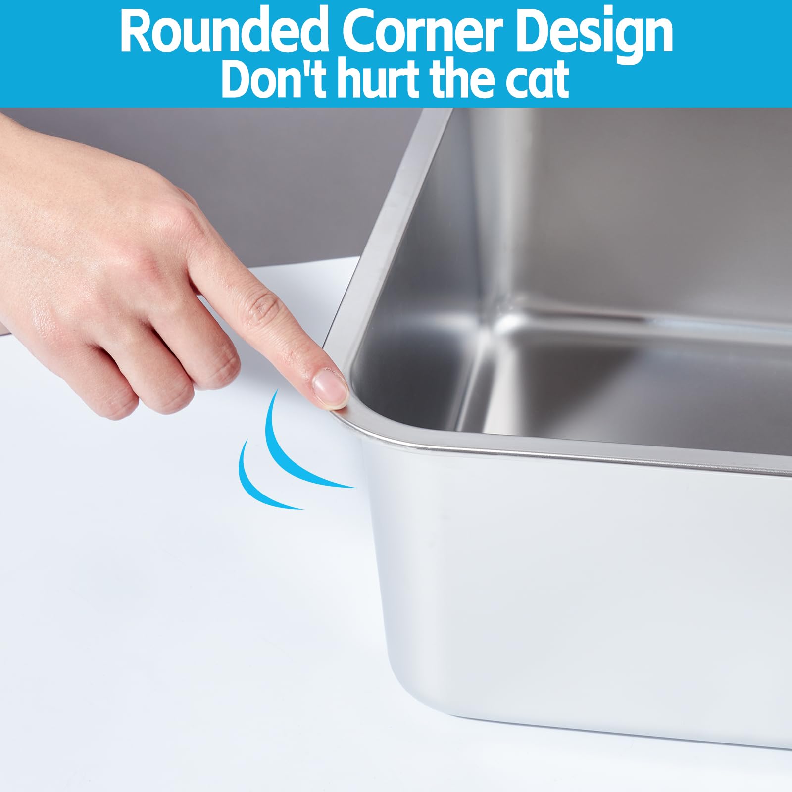 Egmehoad Stainless Steel Cat Litter Box 2 Pack,Xl Metal Litter Box For Big Cats, Metal Pet Toilet Easy To Clean,High Sided Litte