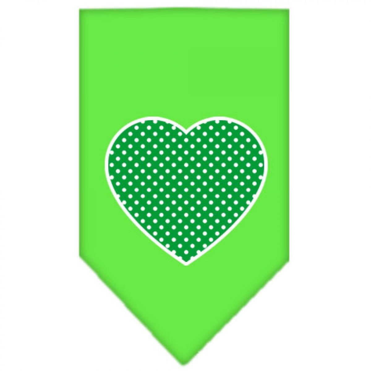 Pet and Dog Bandana Screen Printed, &quot;Green Swiss Dot Heart&quot; Lime Green Small