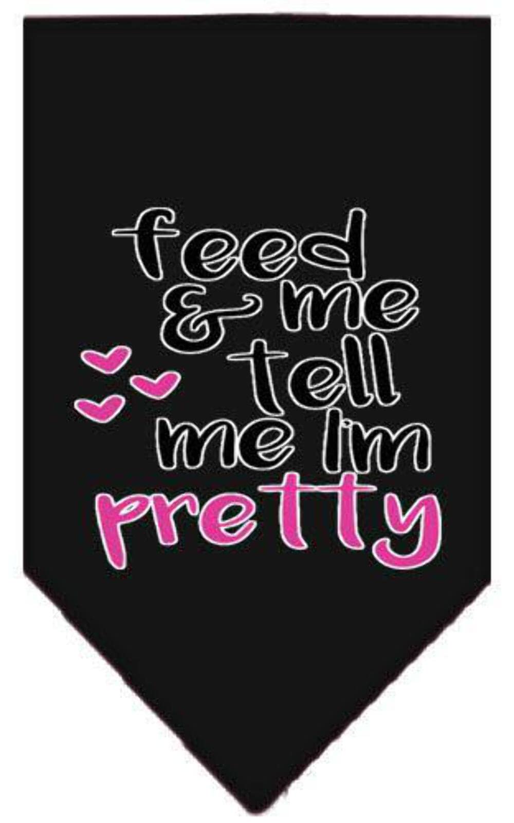 Pet and Dog Bandana Screen Printed, "Feed Me & Tell Me I'm Pretty" Navy Blue Small
