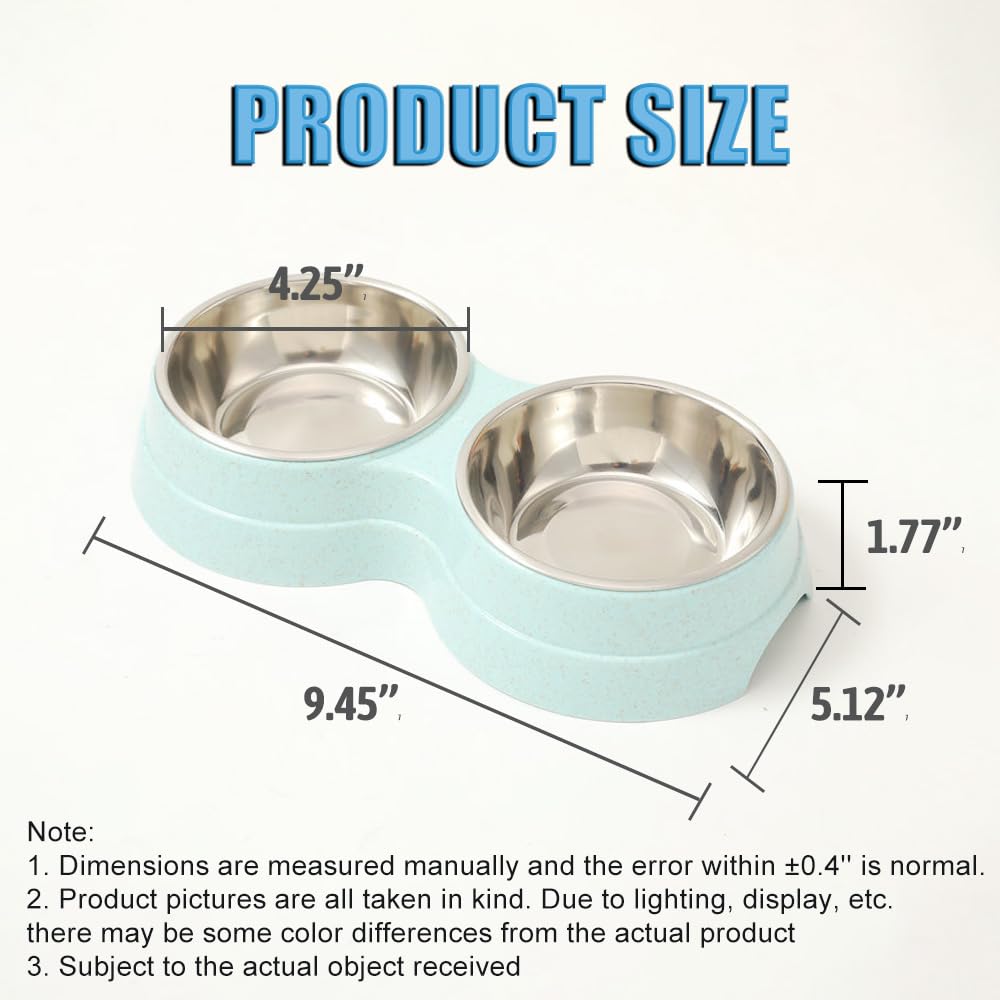 AKEISHE Double Cat Food Bowl -Stainless Steel Bowls with Easy-to-Clean Detachable Design, Non-Slip Base, Pet Feeder for Kittens