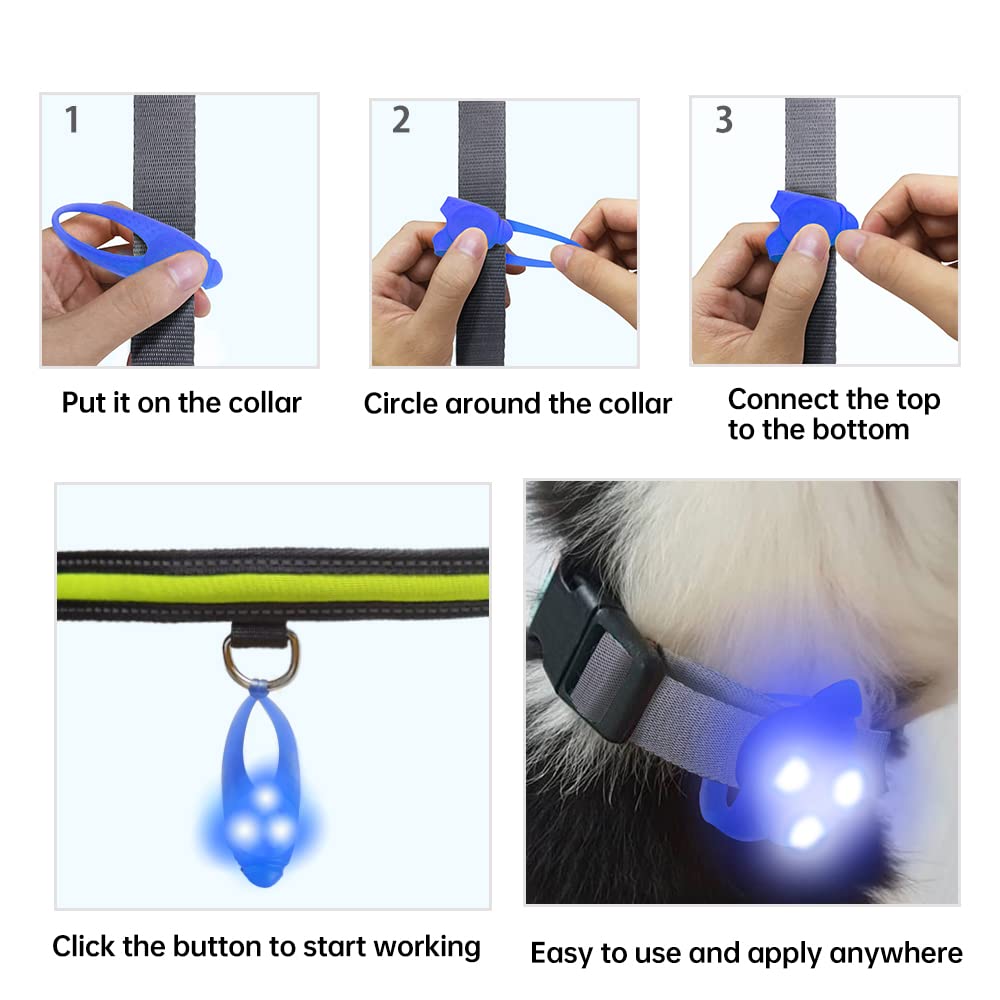 LaRoo LED Dog Collar Lights - Clip-On Night Walking Light for Dogs, 1st Gen, Blue-A