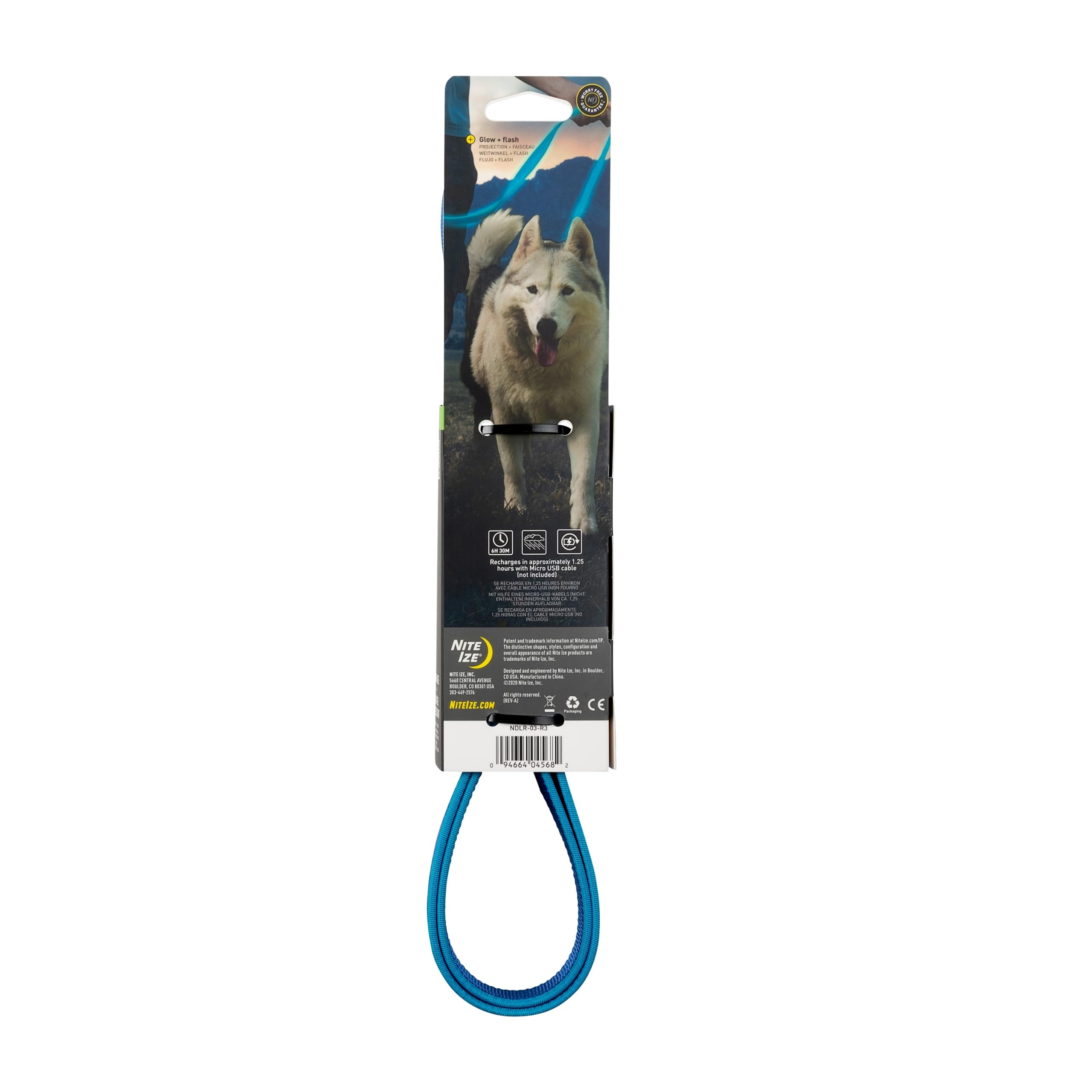 Nite Ize Nitedog Rechargeable Led Leash - Rechargeable Led Light Dog Leash With Padded Handle - Dog Walking Accessories For Walking & Running - 5 Feet, Blue