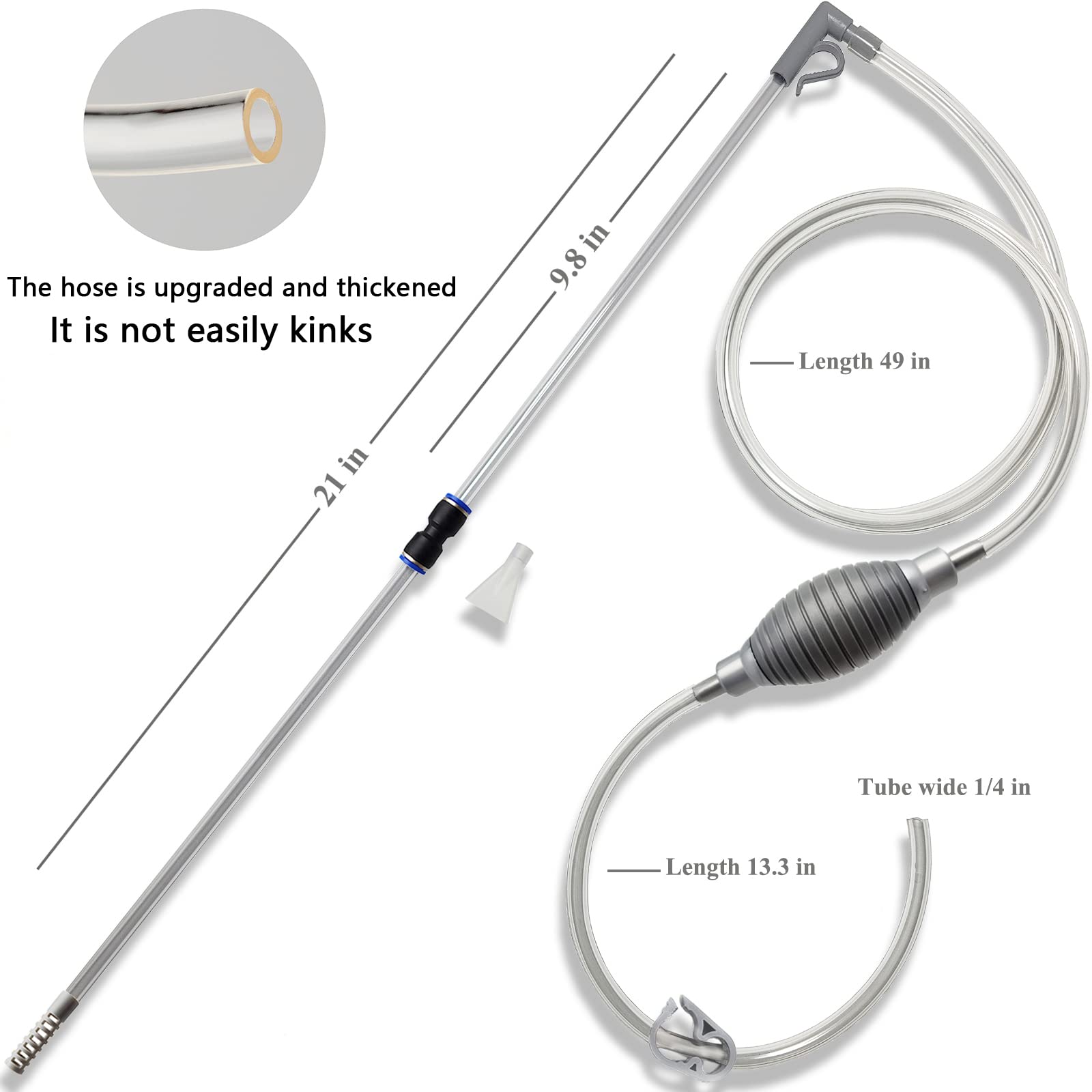 Arepk 10 Gallon Fish Tank Cleaner And Aquarium Water Changer Siphon With A Thinner Tubing. Perfect For Cleaning Small Tanks, Gra