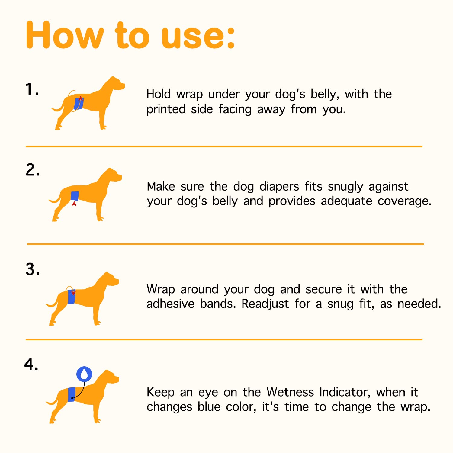 Dono Disposable Dog Diapers Male Dog Wraps Super Absorbent Soft Diapers For Male Dogs,With Wetness Indicator,12Pcs,S (12'-19')