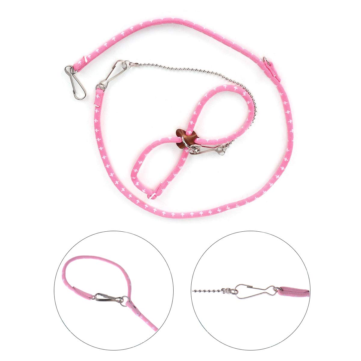 Adjustable Leash Harness With Bell For Rat Mouse Squirrel Guinea Pig Walking Training (Pink)