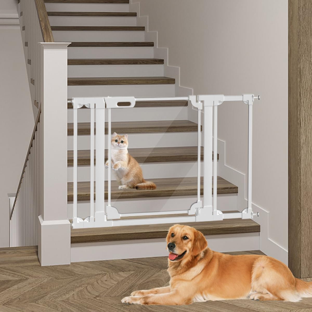 AIKSIWAI Clear Baby Safety Gate for Stairs,29 -48  Wide, 30  Tall Pressure Mounted Acrylic Pet Gate, Easy Walk Through Auto Clos