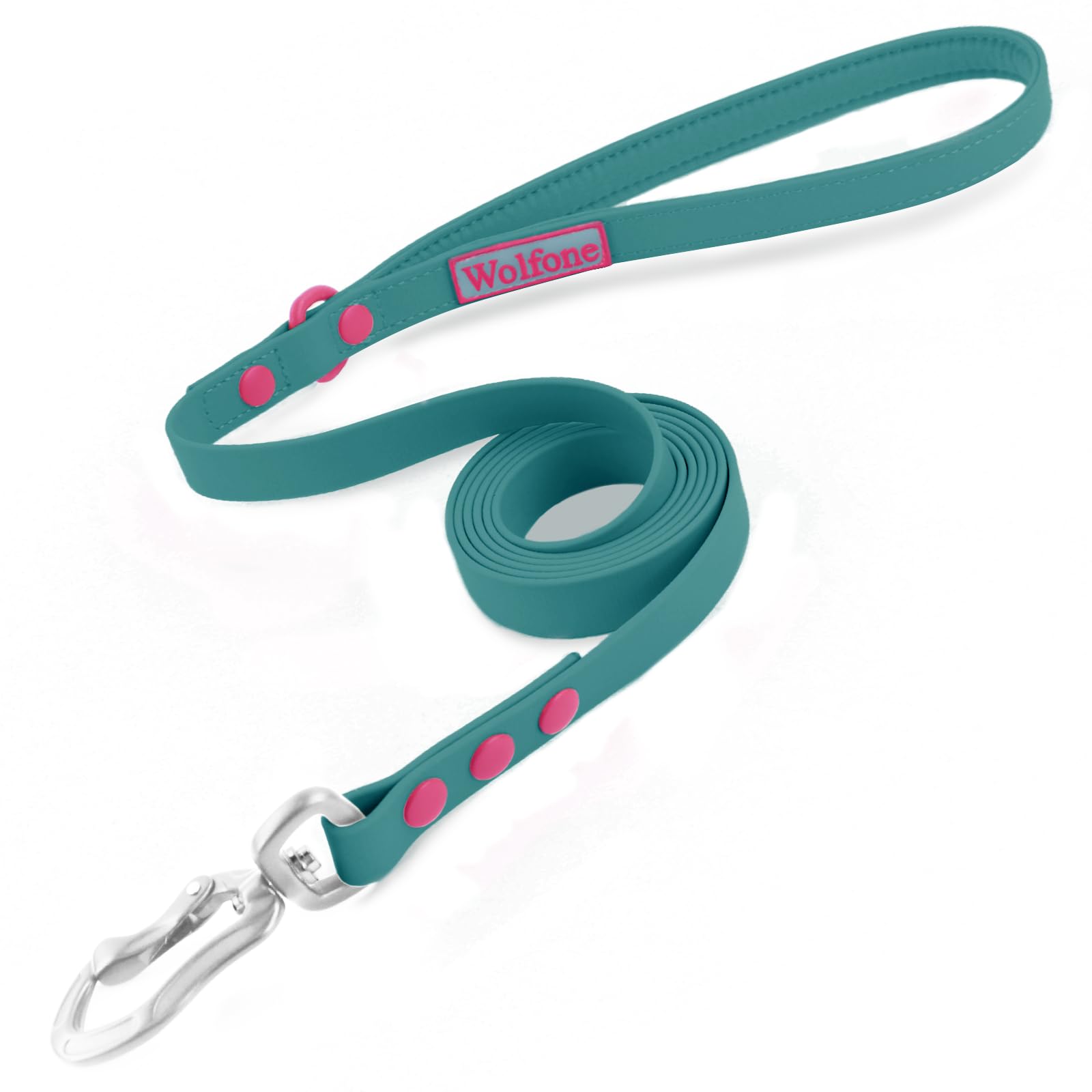 Wolfone Waterproof Dog Leash Carabiner Leash For Dogs Soft Handle Easy Care 5Ft*15Mm*2.0Mm Viridian Green